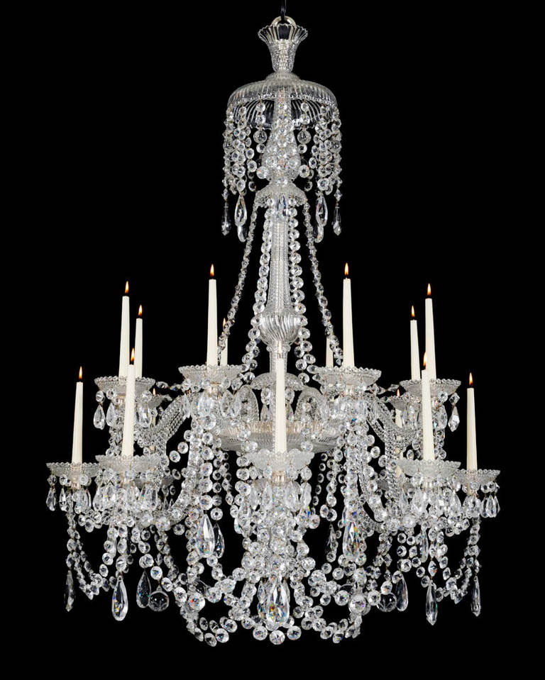 Victorian SixteenLight Cut Glass Antique Chandelier by Perry and Co at