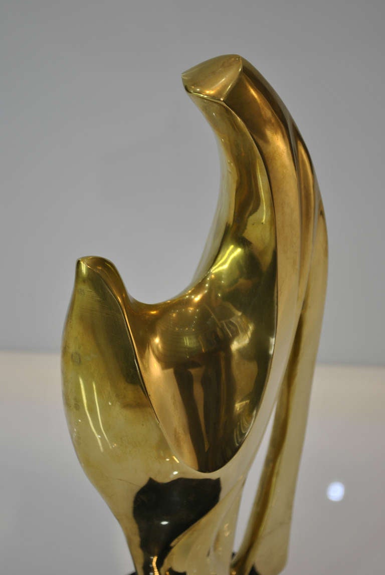 Modernist Polished Brass Sculpture by Alain Chervet at 1stdibs