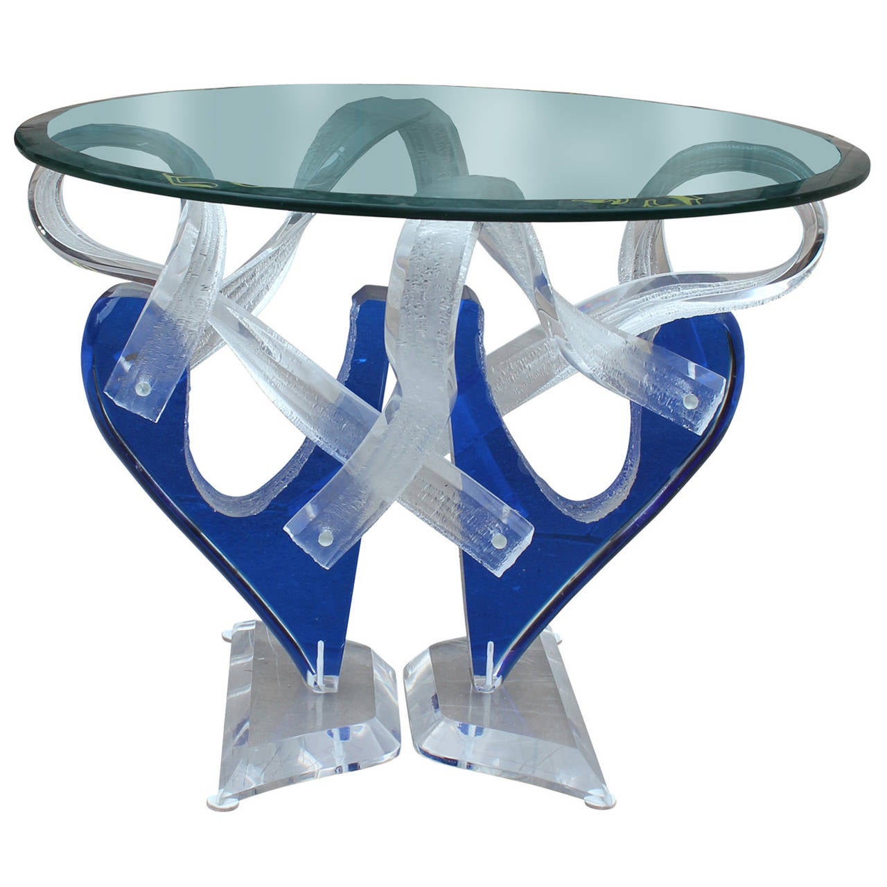 Pair of Stunning Cobalt Blue Lucite Side Tables at 1stDibs