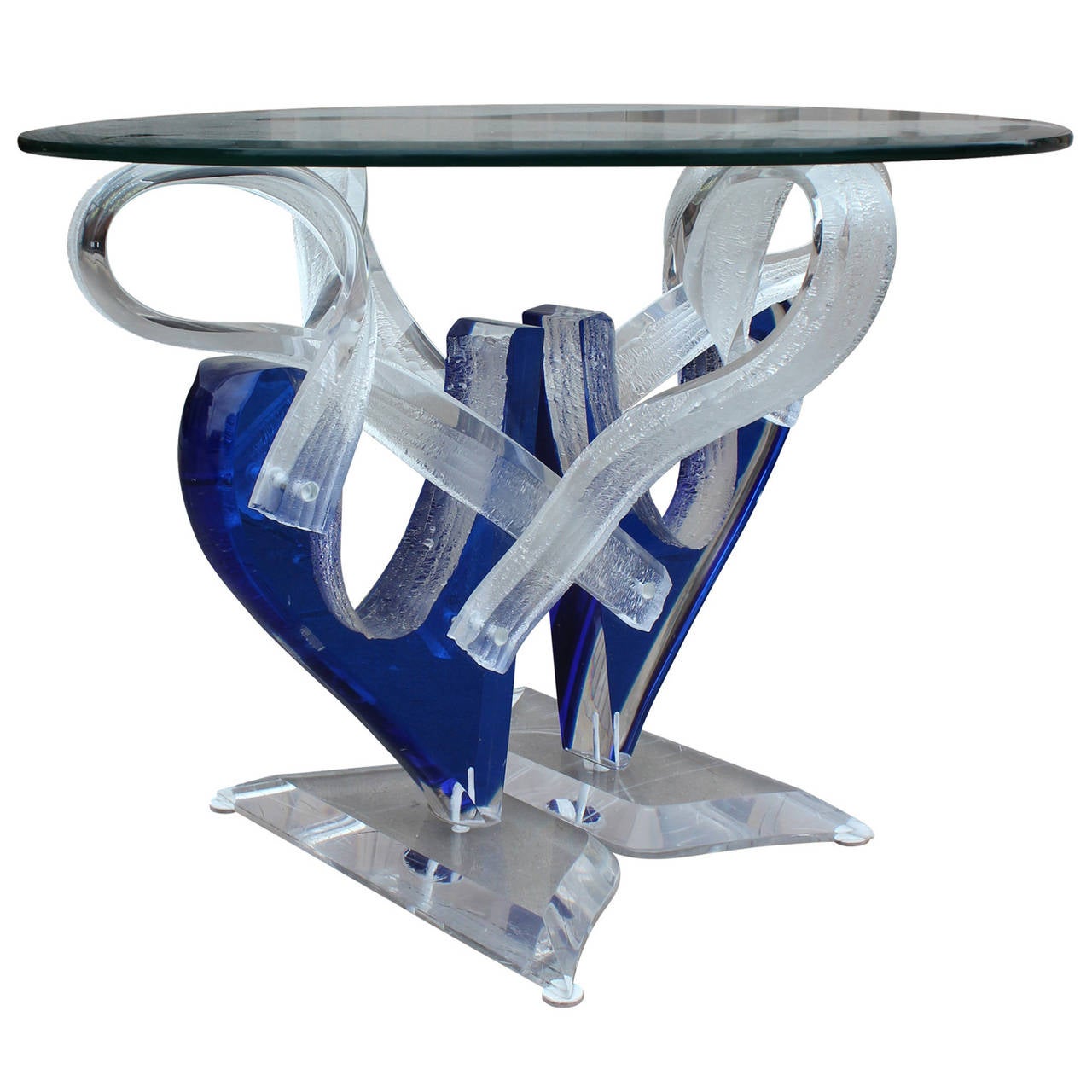 Pair of Stunning Cobalt Blue Lucite Side Tables at 1stDibs