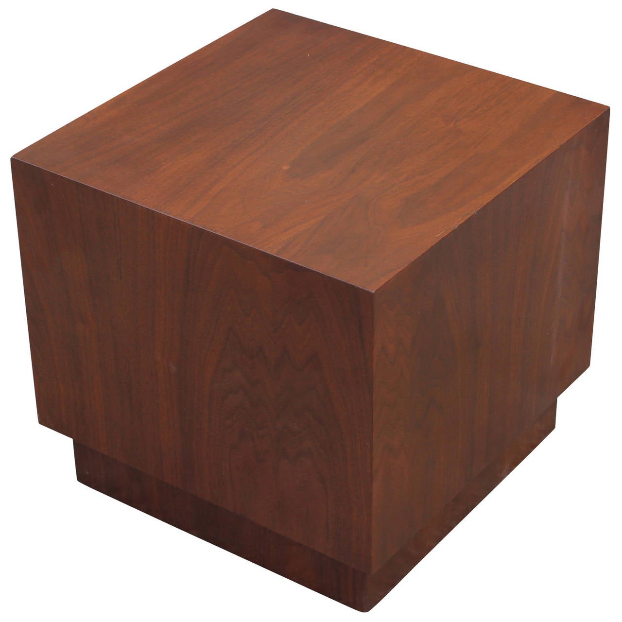 Pair of Mid Century Modern Minimalist Walnut Cube Side Tables at 1stdibs