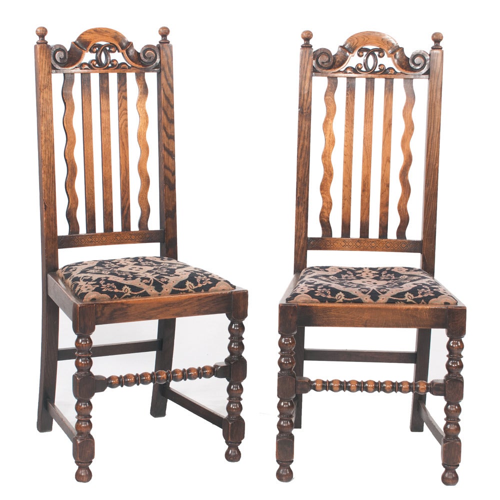 Jacobean Oak Dining Chairs, Set of six For Sale at 1stDibs