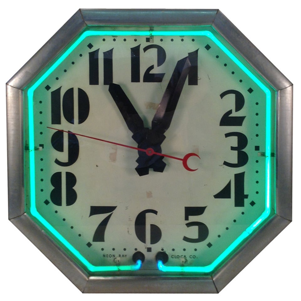Neon Clock 7 For Sale on 1stDibs