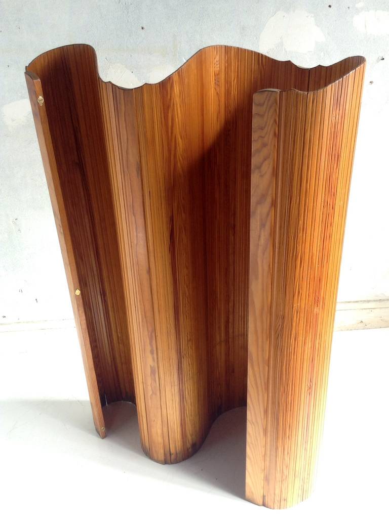 French Modern Folding or Dressing Screen Divider, Roll Up Pine at