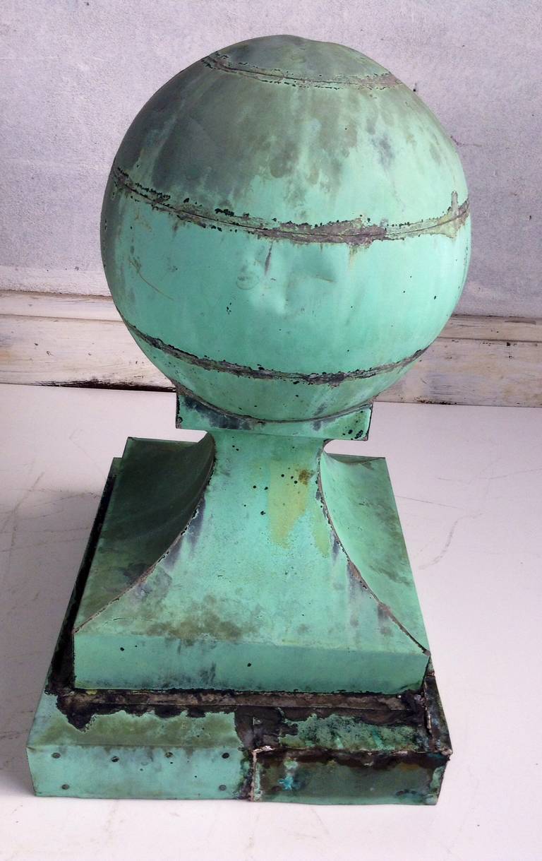 Monumental Pair of Architectural Antique Copper Finials at 1stDibs