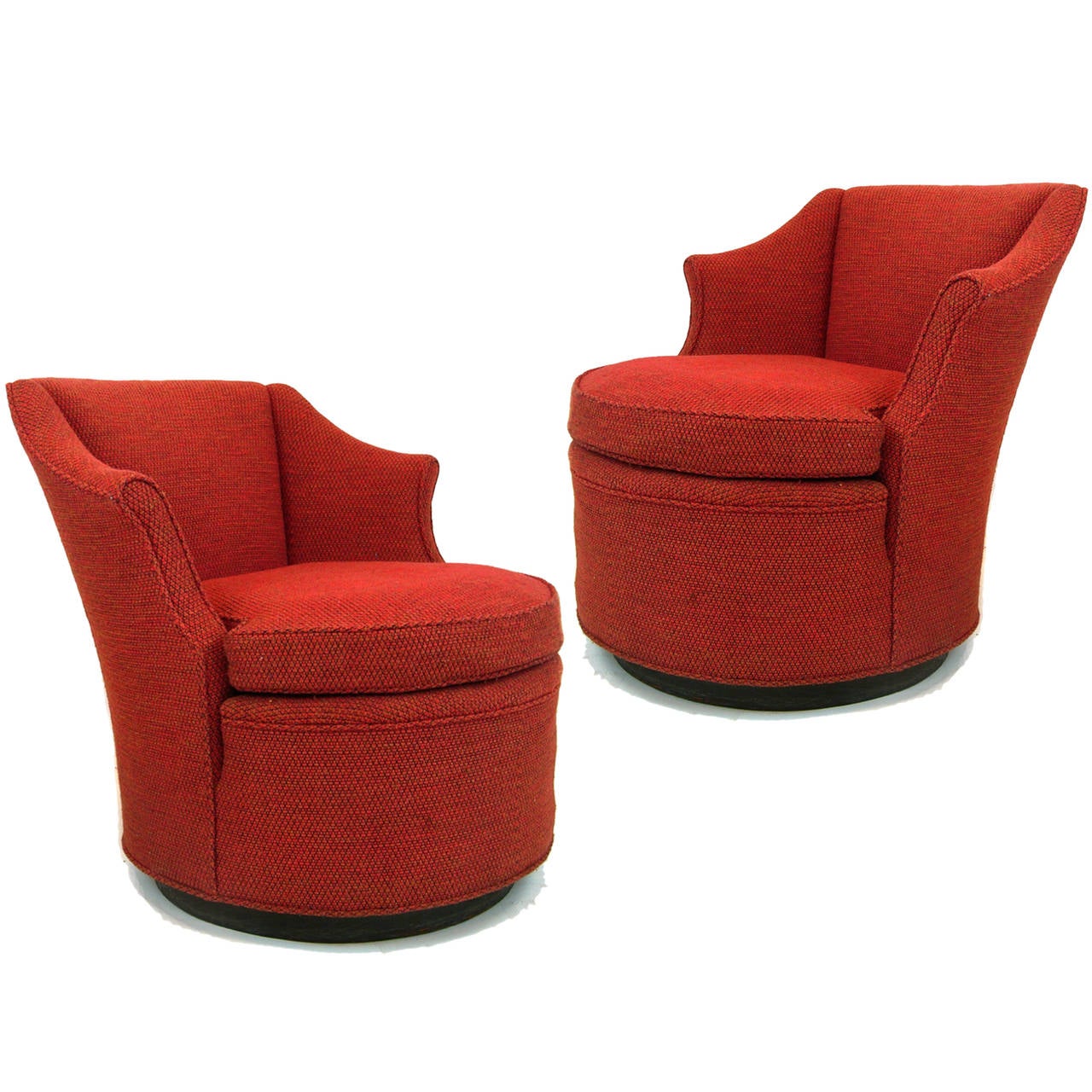 Red And Black Swivel Chair Pair of Red Swivel Chairs Attributed to Edward Wormley for Dunbar
