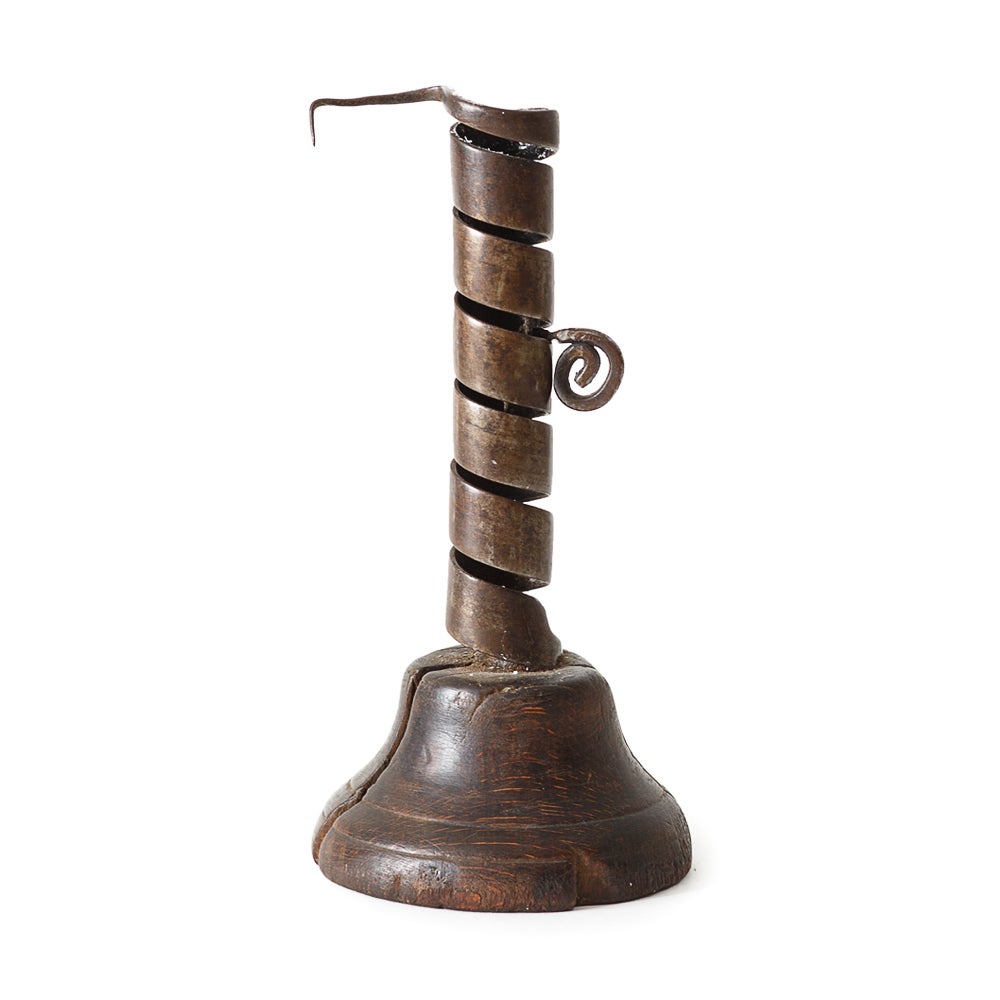 18th c. Swedish wrought Iron Spiral Candle Holder For Sale at 1stDibs