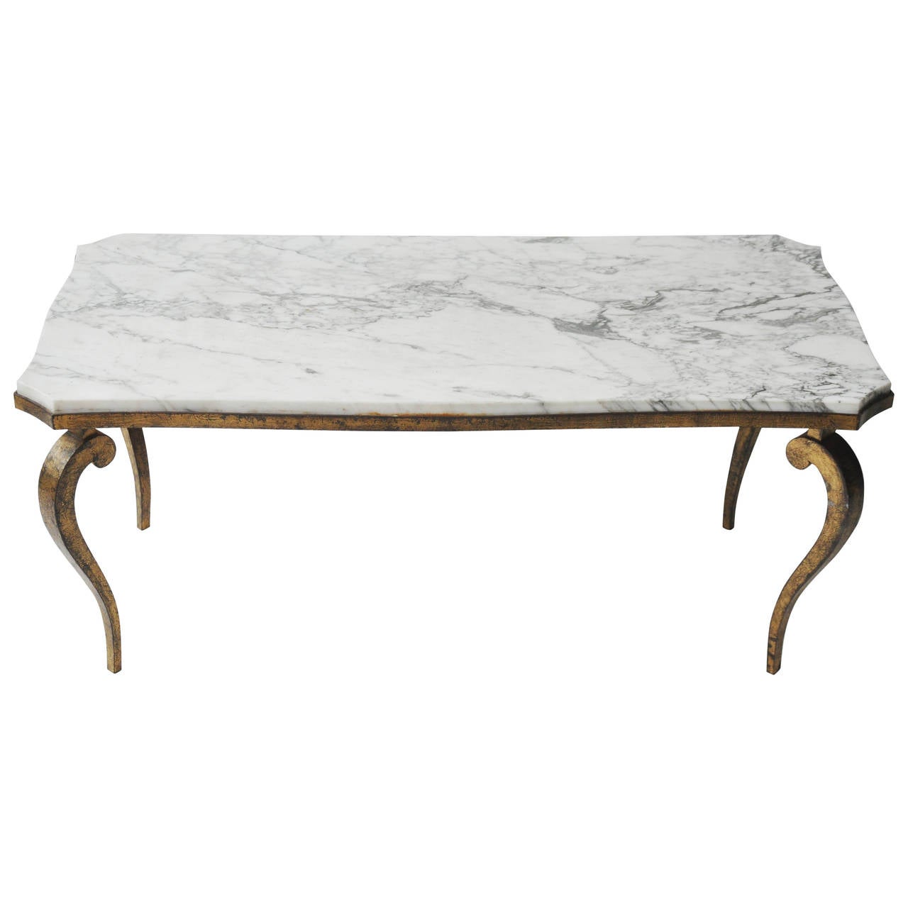 Marble and GoldLeaf Cabriole Leg Coffee Table by Ramsay For Sale at