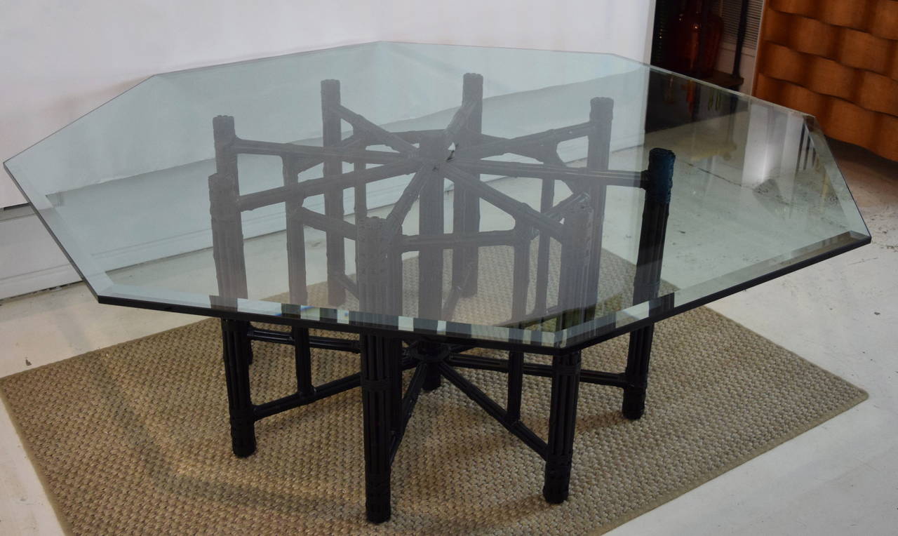 McGuire Bamboo Table with Octagon Glass Top at 1stDibs octagon glass