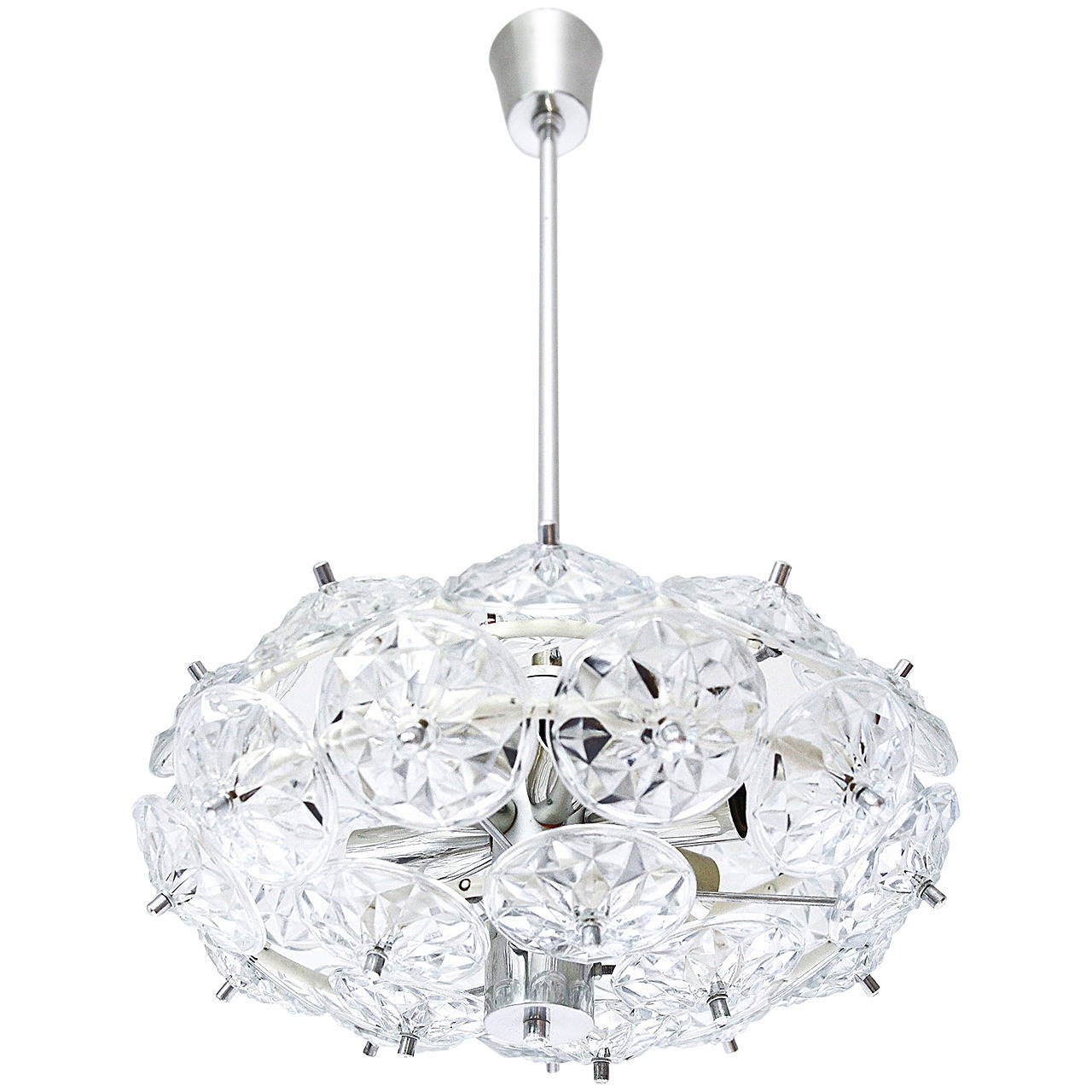 Sputnik Pendant Light Kinkeldey Style, Glass Chrome, 1960s For Sale at