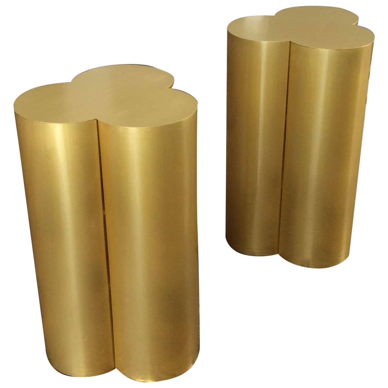 Custom Trefoil Dining Table Pedestal Bases in Polished Brass at 1stDibs