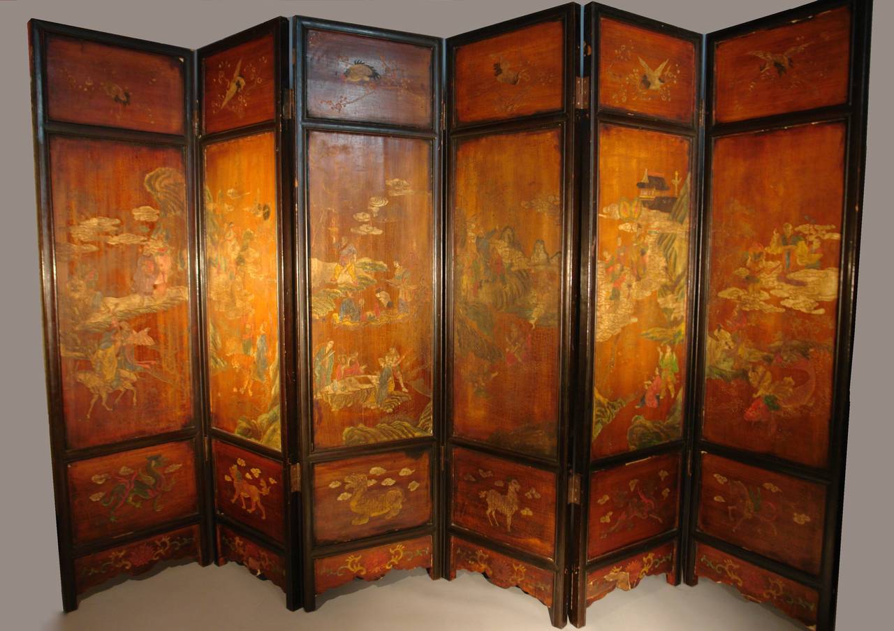 19th Century Chinese Qing Dynasty Coromandel Folding Screen at 1stDibs chinese 6 panel