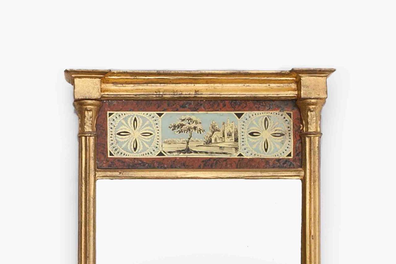 Early 19th Century American Verre Eglomise Wall Mirror For Sale at 1stDibs eglomise mirror for