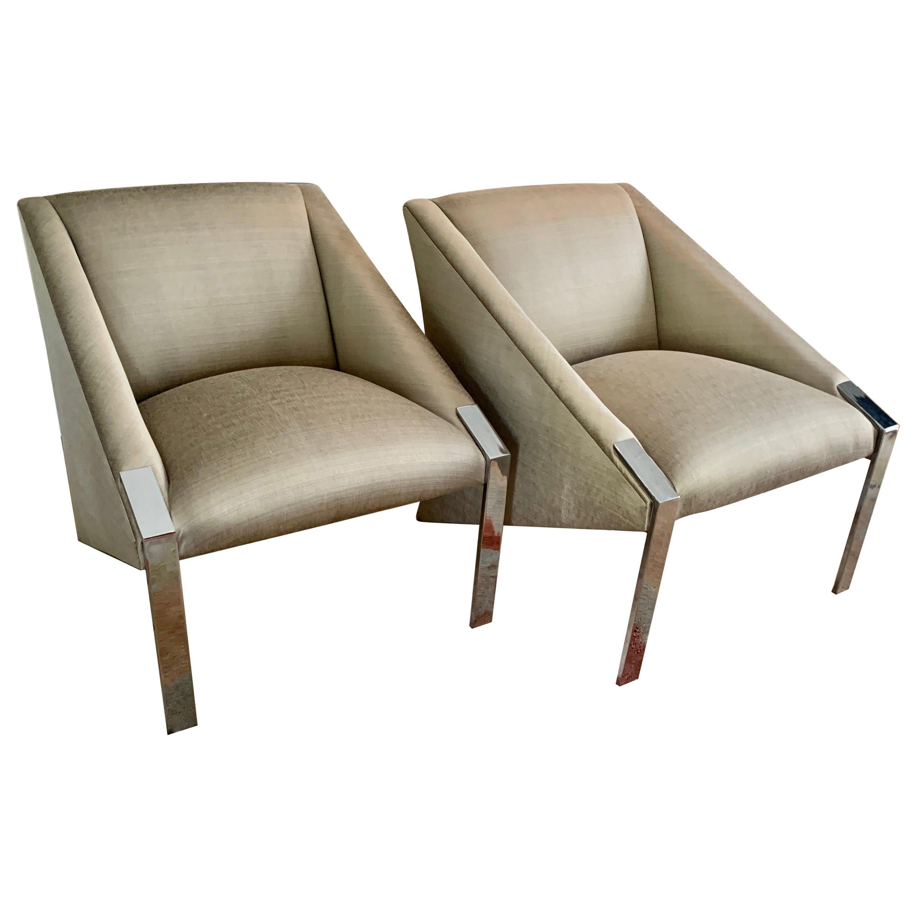 Pair of Circ 1970 Lucite Chairs with Tebetan Lamb Upholstery For Sale