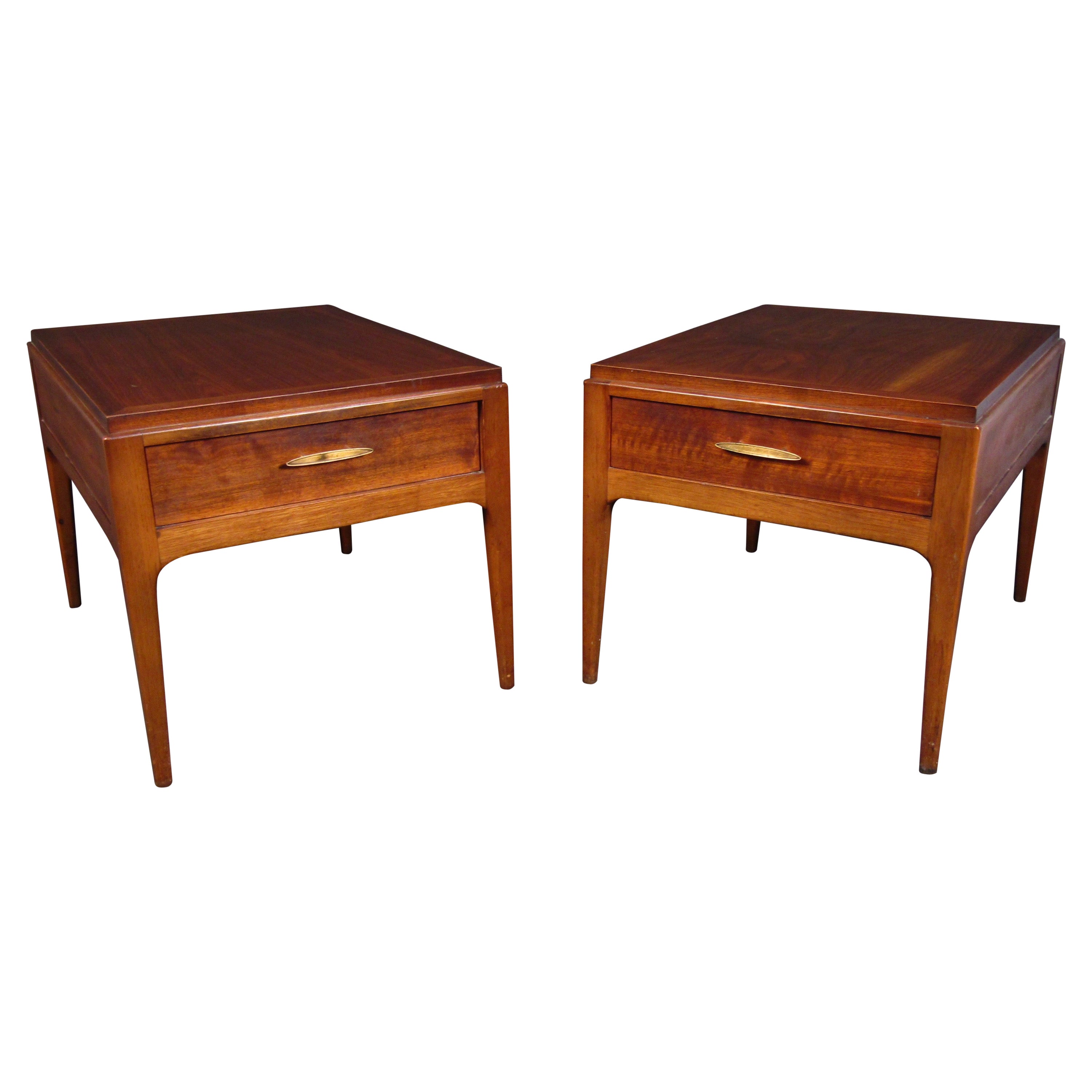 Pair Broyhill Brasilia Round And Square End Tables Midcentury Danish