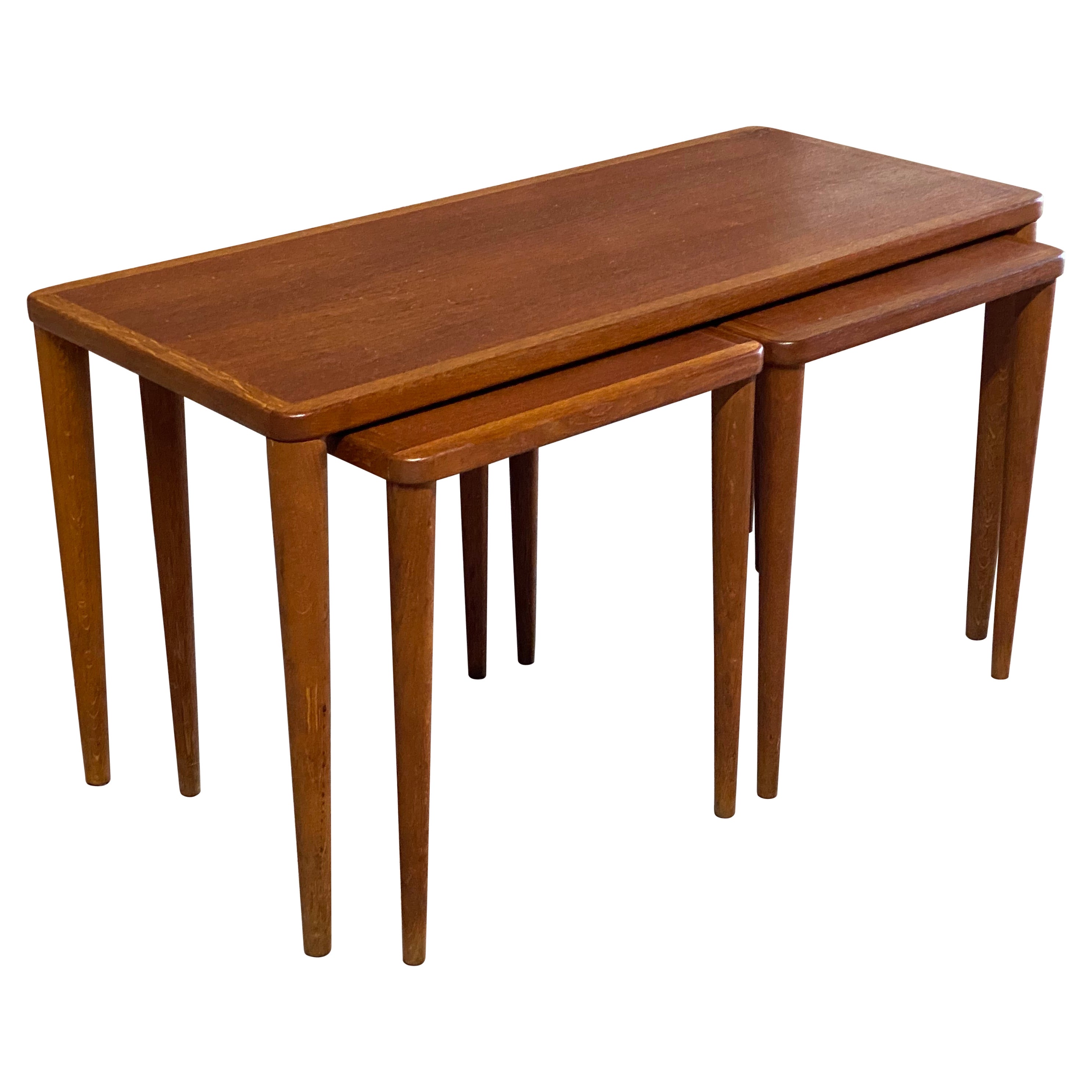 Swedish Modern Teak and Oak Nesting Tables For Sale at 1stDibs