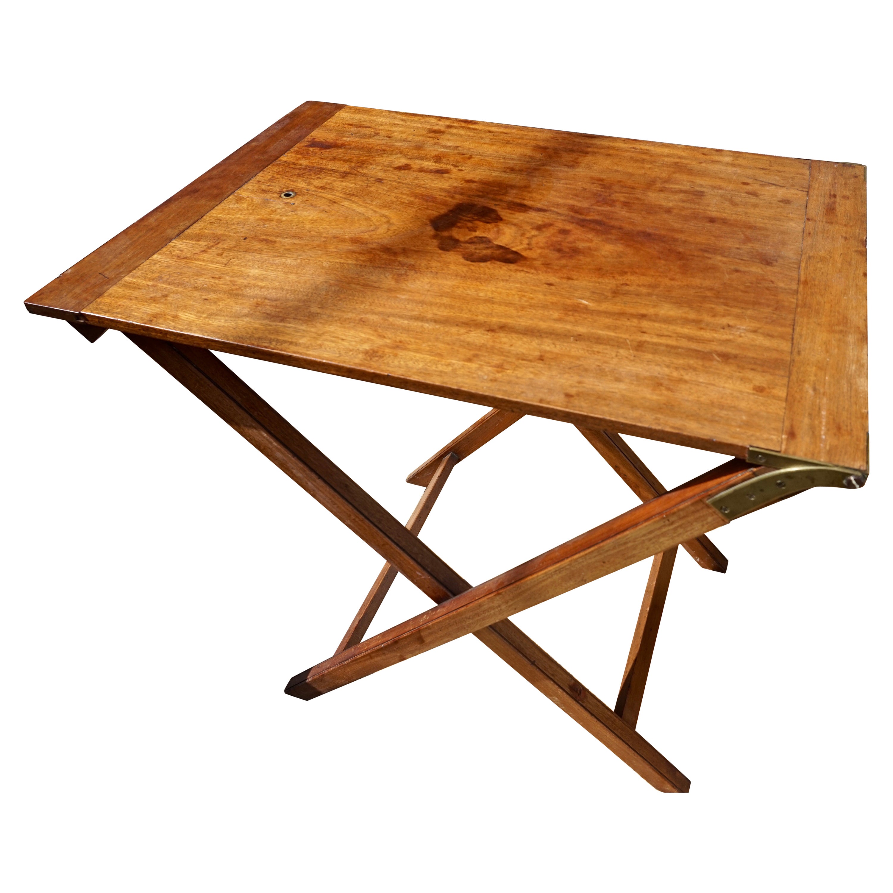 Vintage Walnut Folding Campaign Table For Sale at 1stDibs