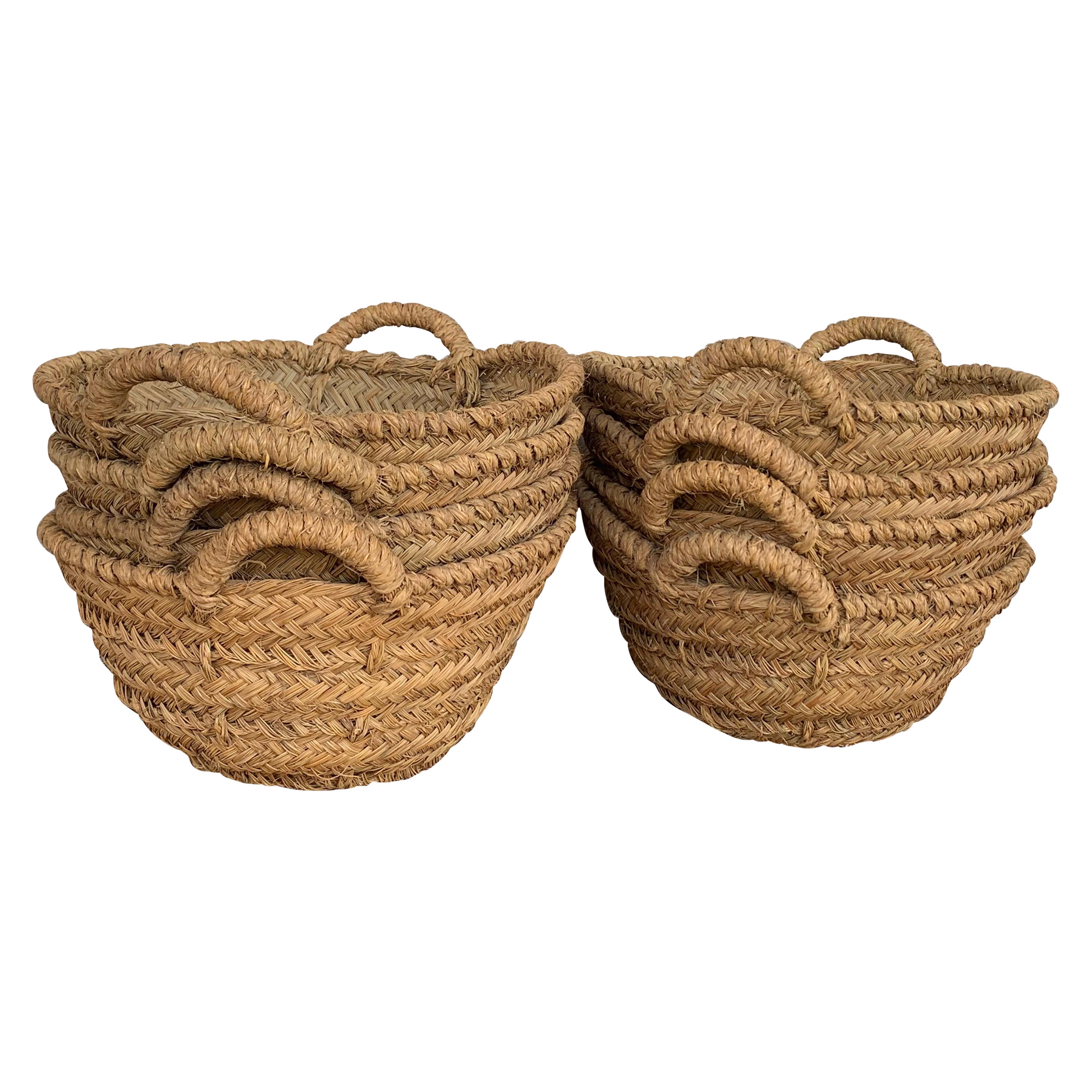 Spanish Handwoven Basket with Lid, Trapezoidal Shaped Body and Natural