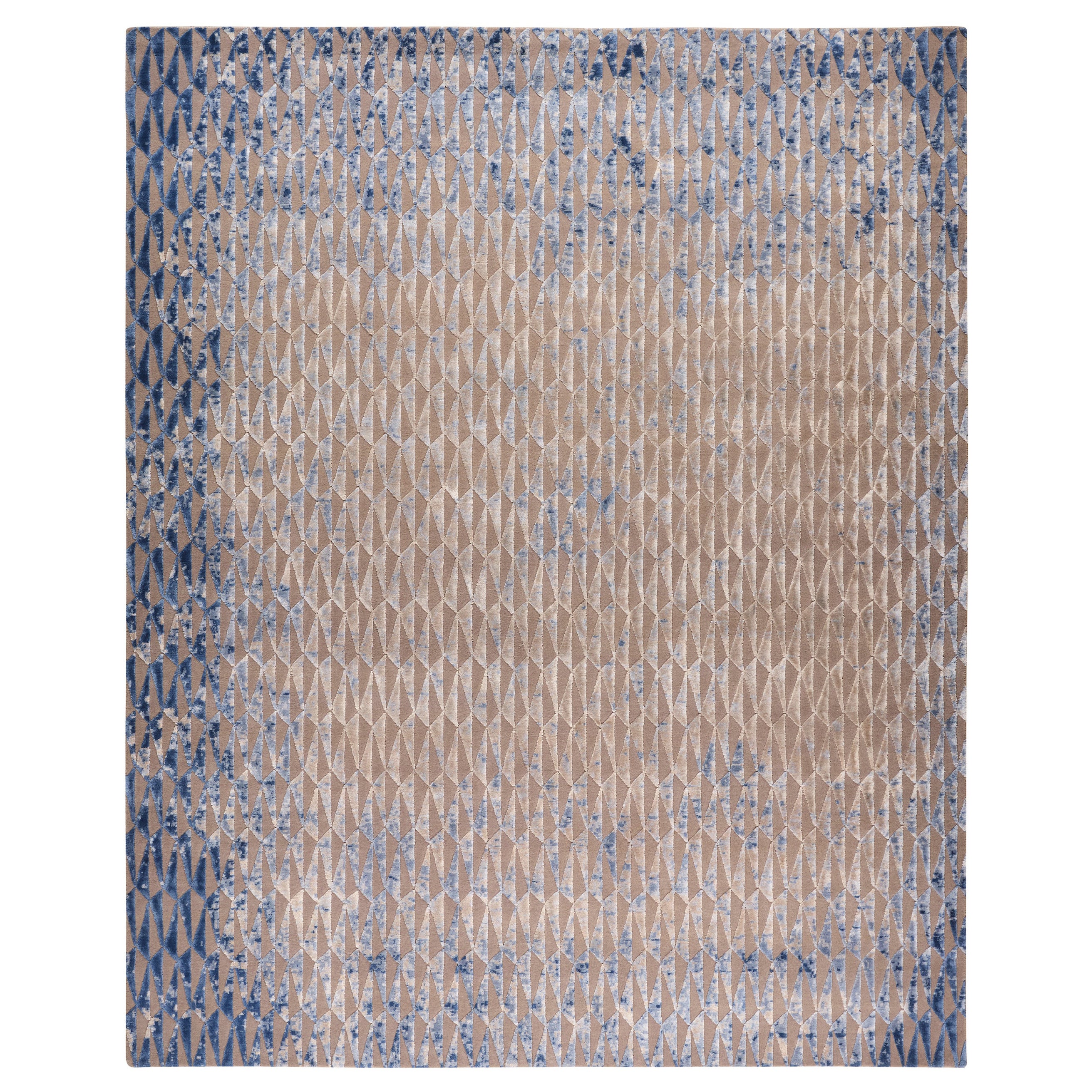 TRESTLE Hand Knotted Contemporary Rug in Rust and Blue Colours by Hands For Sale at 1stDibs