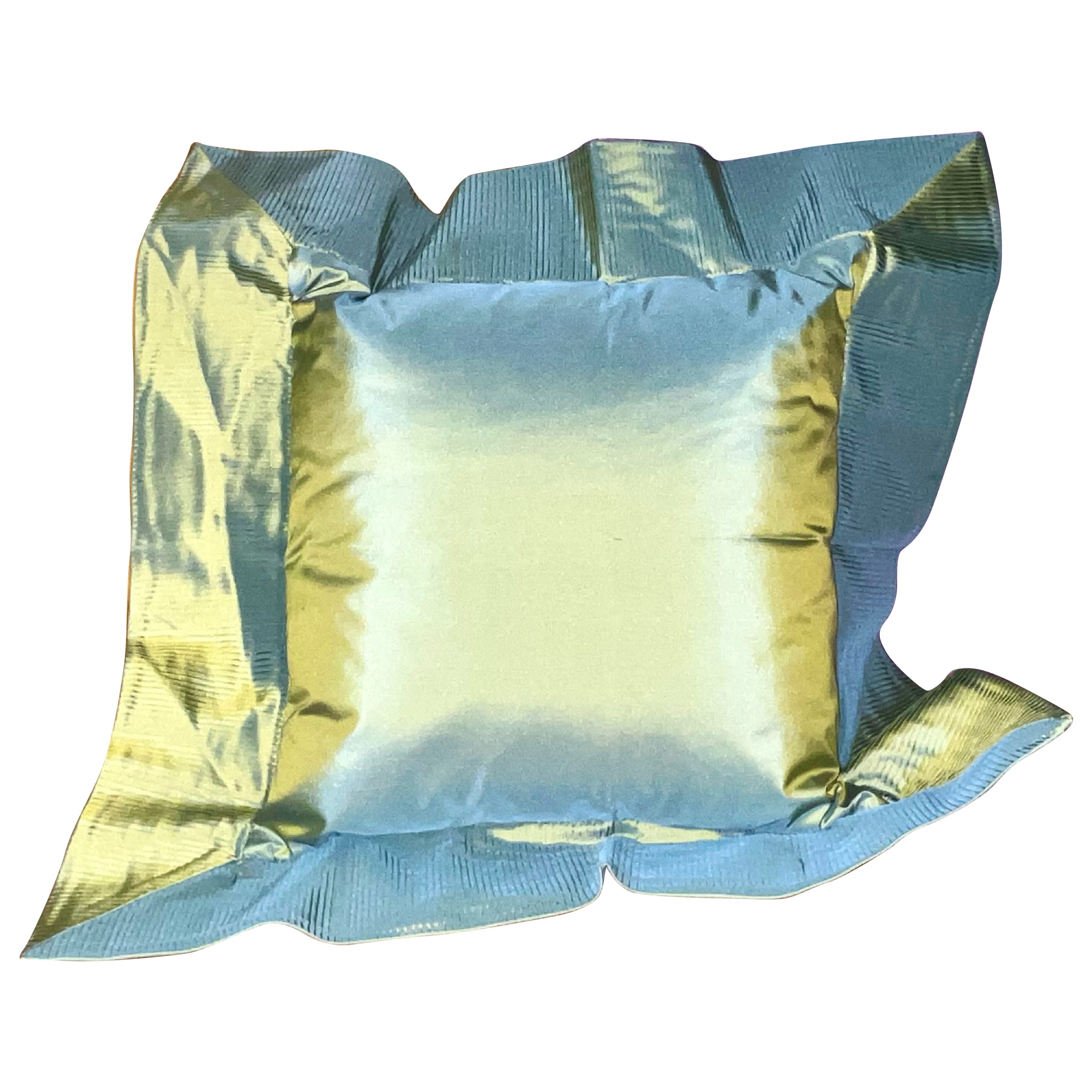 Sage Green Origami Pleated Silk Rectangular Pillow Sham with Zip For Sale at 1stDibs