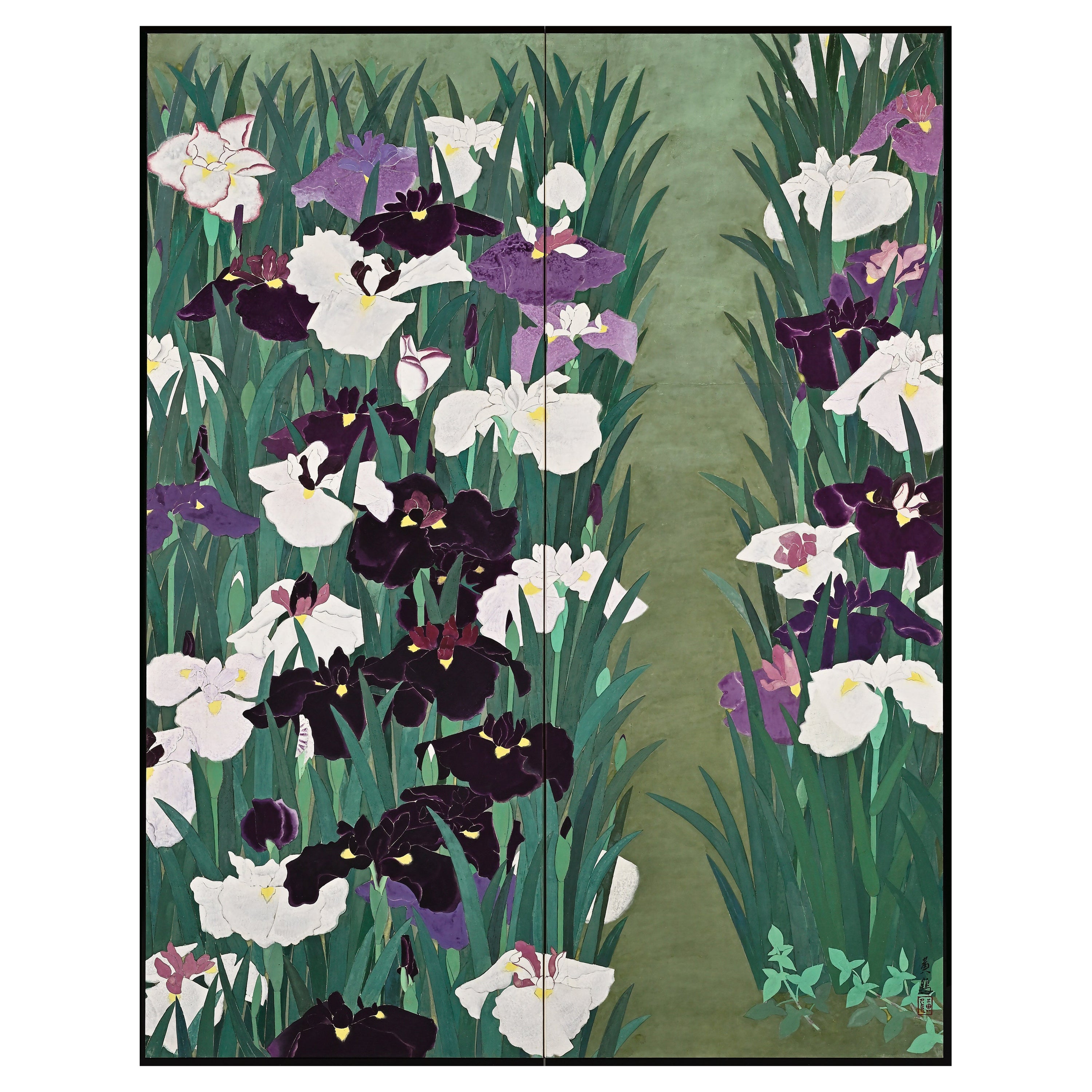 Japanese Screen Painting of Iris on gold. at 1stDibs japanese iris
