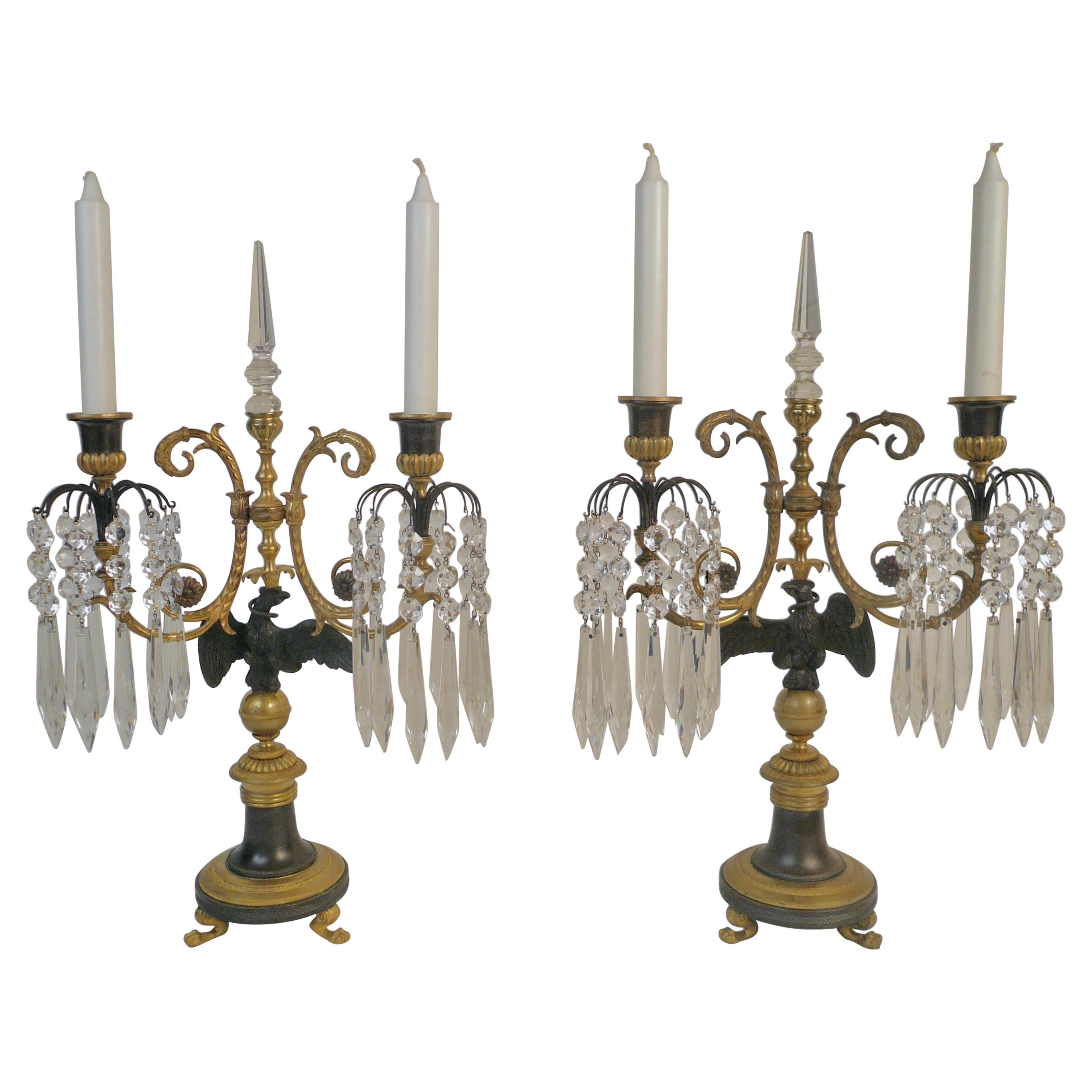 Pair of English Regency Waterford Crystal Candelabras For Sale at 1stDibs