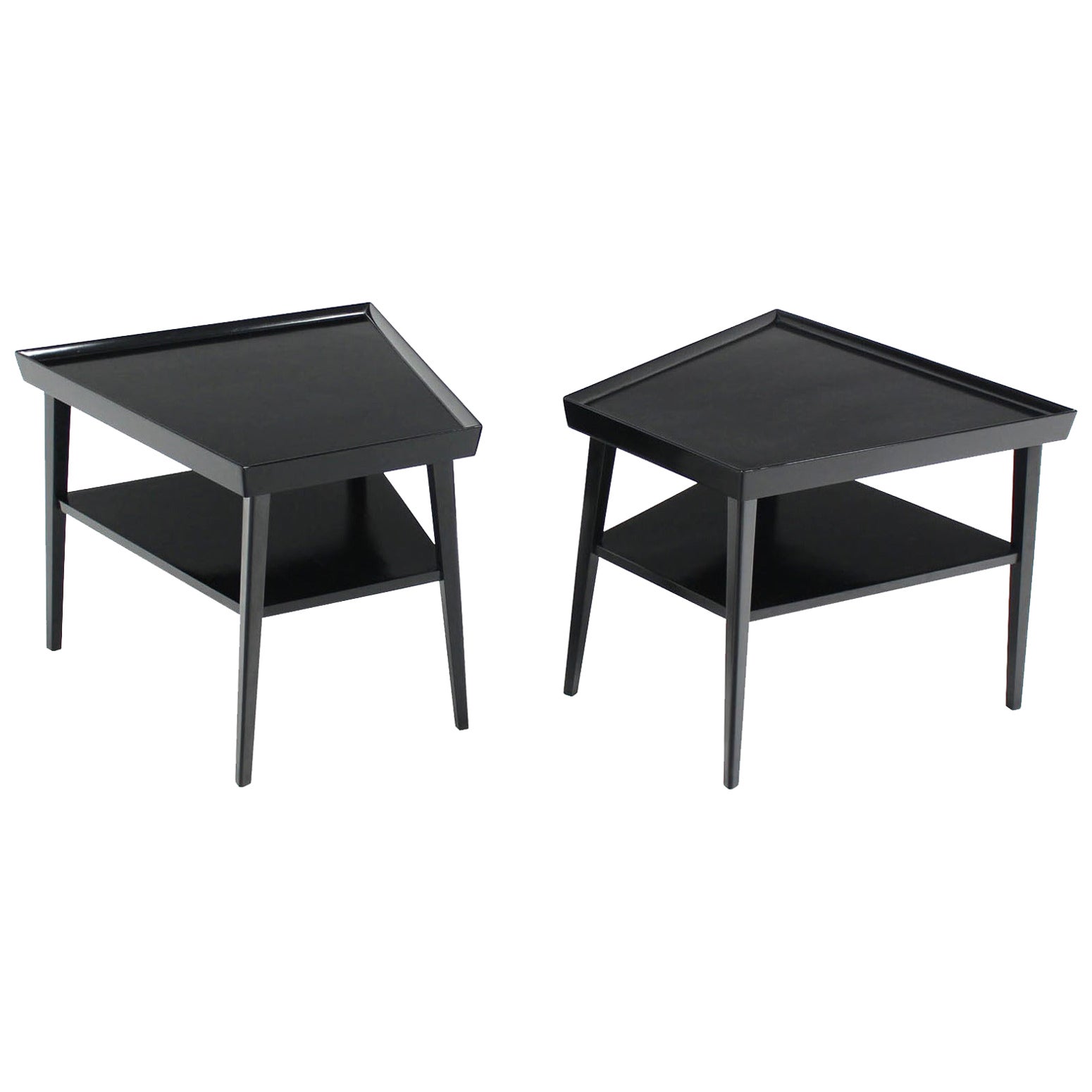 Pair of Black Lacquer Side Tables For Sale at 1stDibs