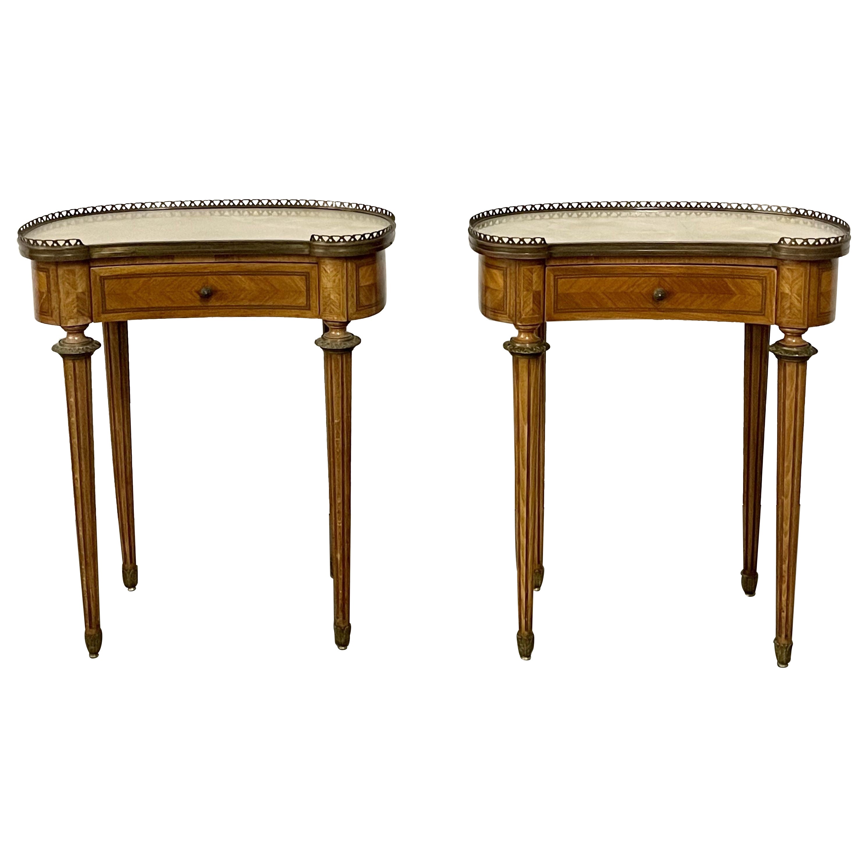 Pair of French Kidney Shaped Side Tables For Sale at 1stDibs