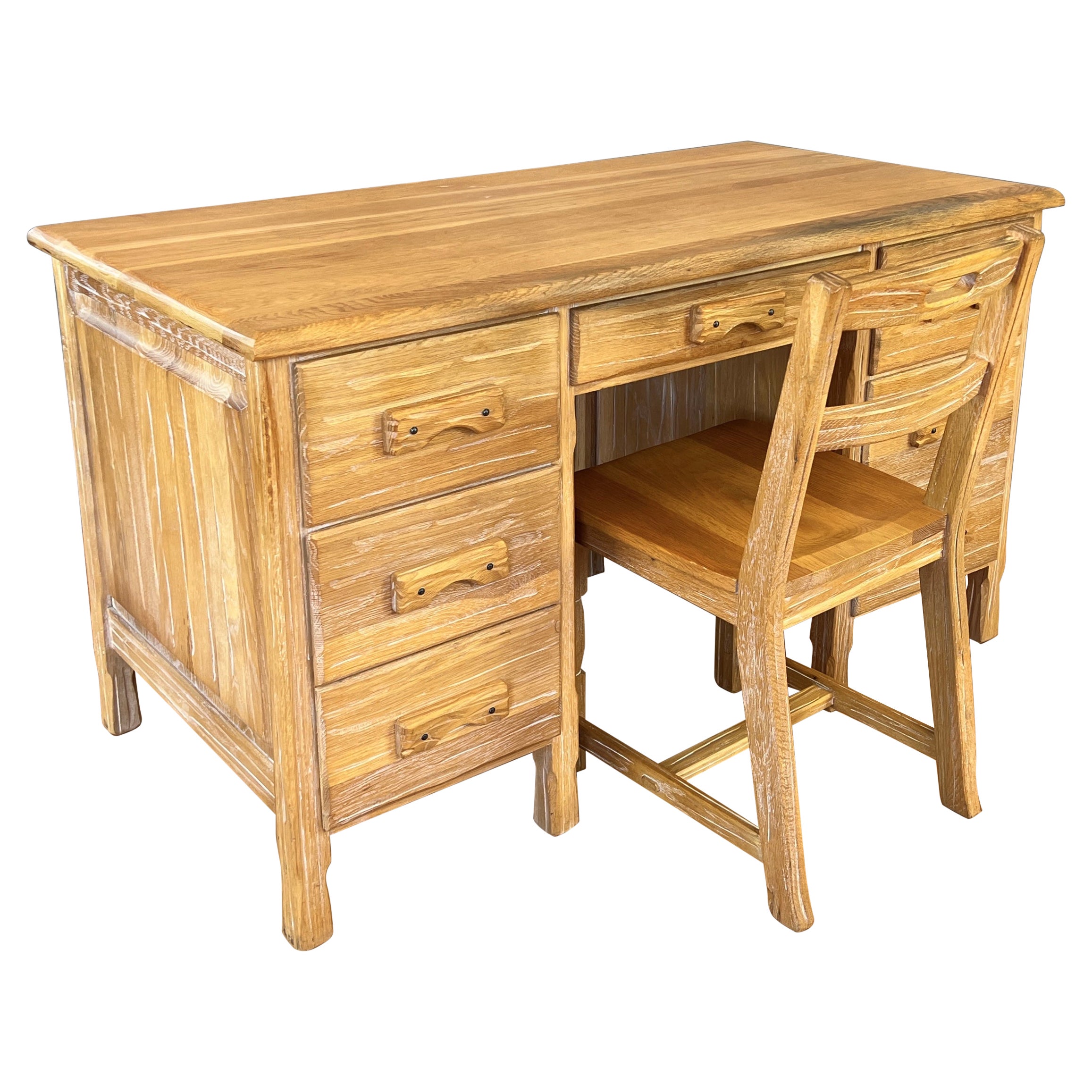 Vintage Western Style a Brandt "Ranch Oak" Desk and Chair For Sale at