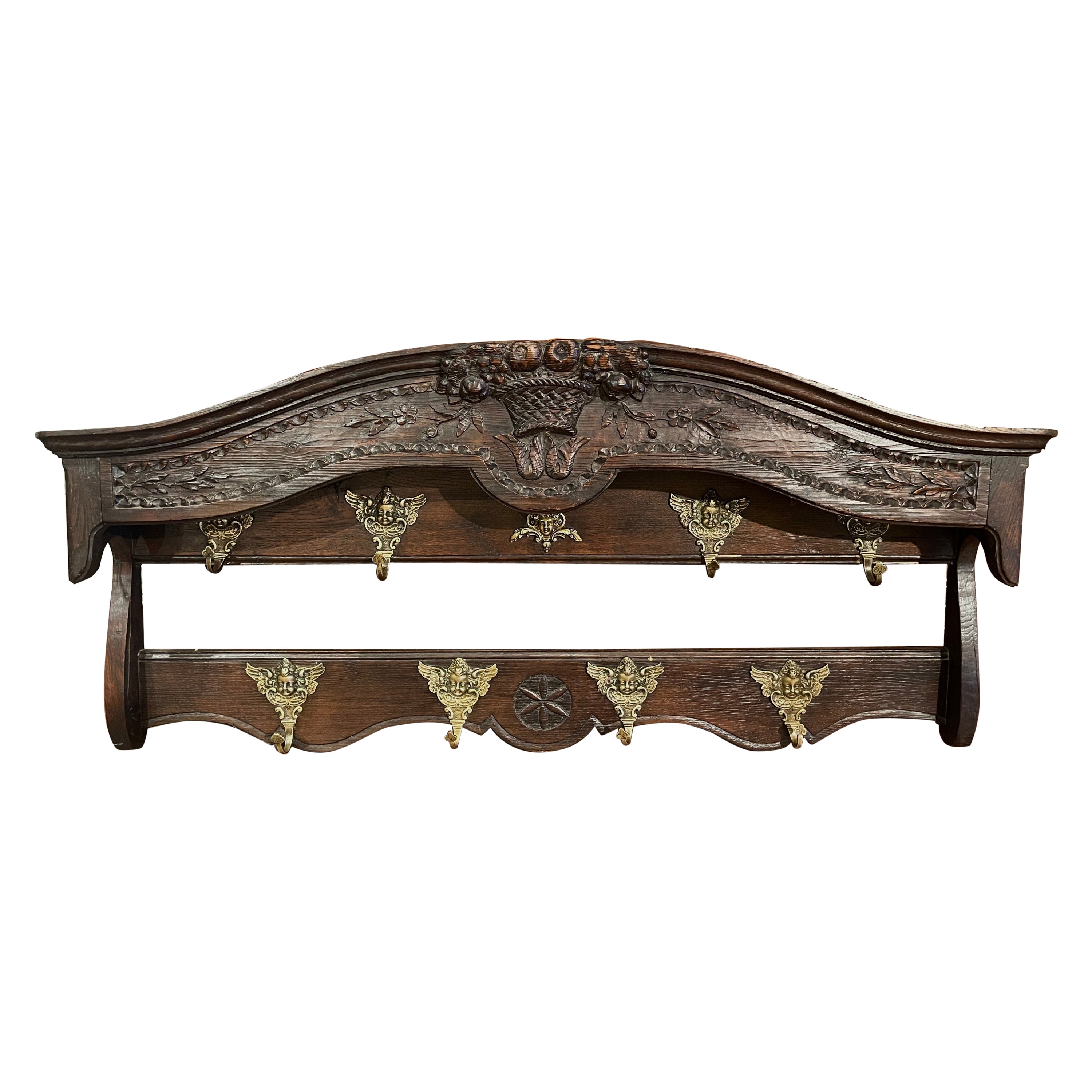 19th Century French Louis XV Carved Walnut Wall Shelf from Provence at