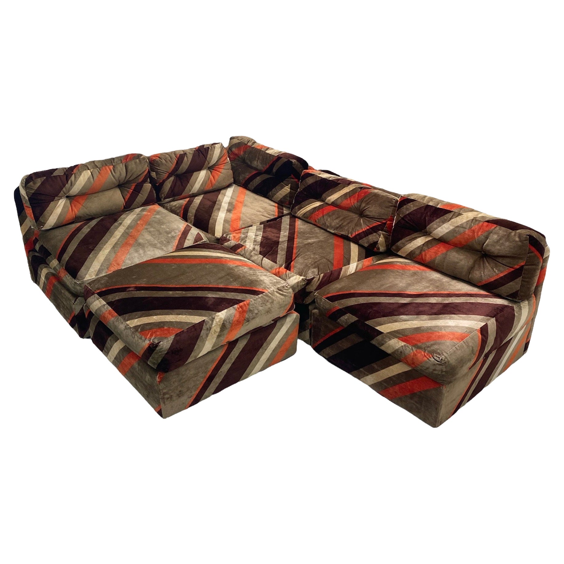 Custom Paul Evans Sectional Sofa with Integrated Tables, USA, 1977 For