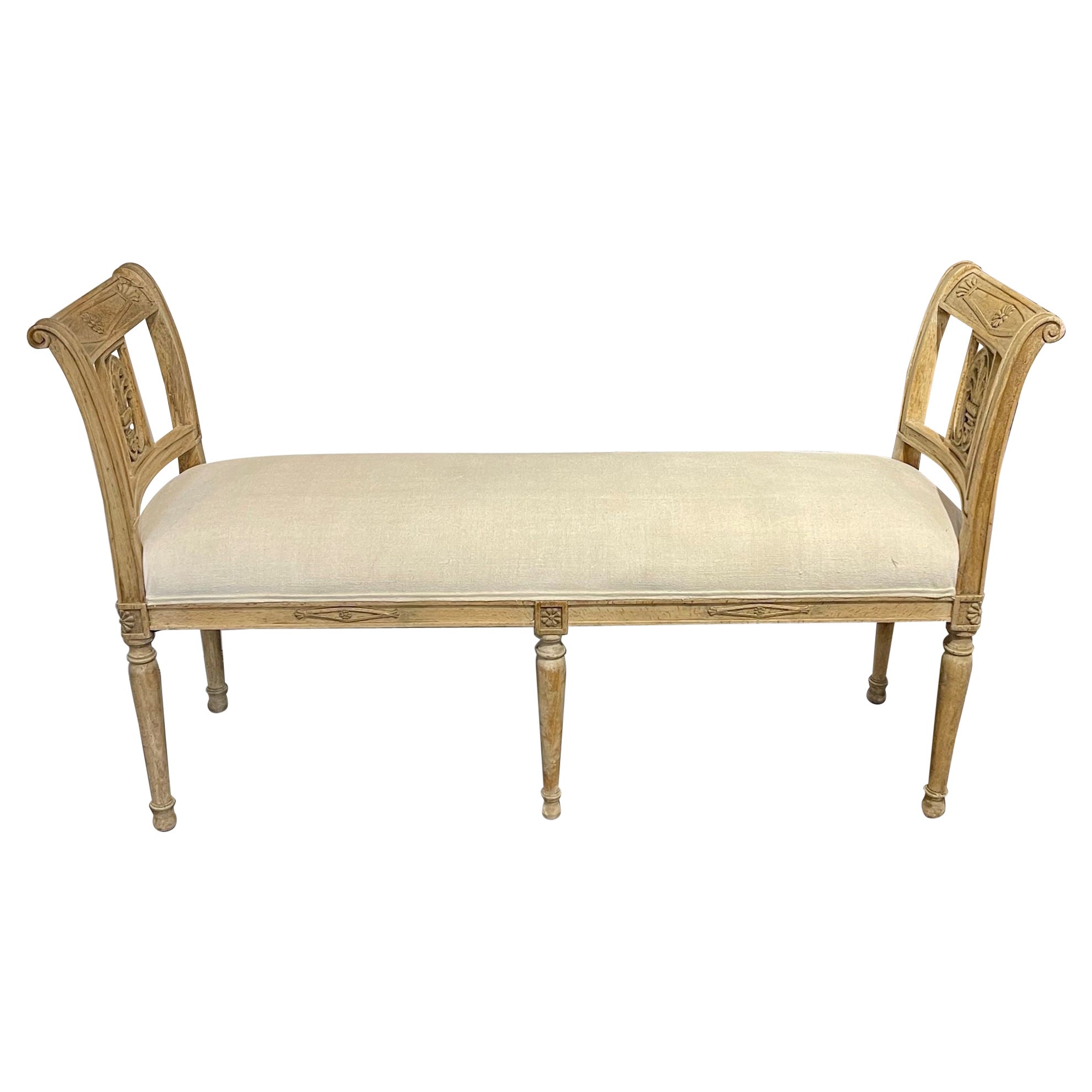 Italian Carved and Bleached Window Bench For Sale at 1stDibs