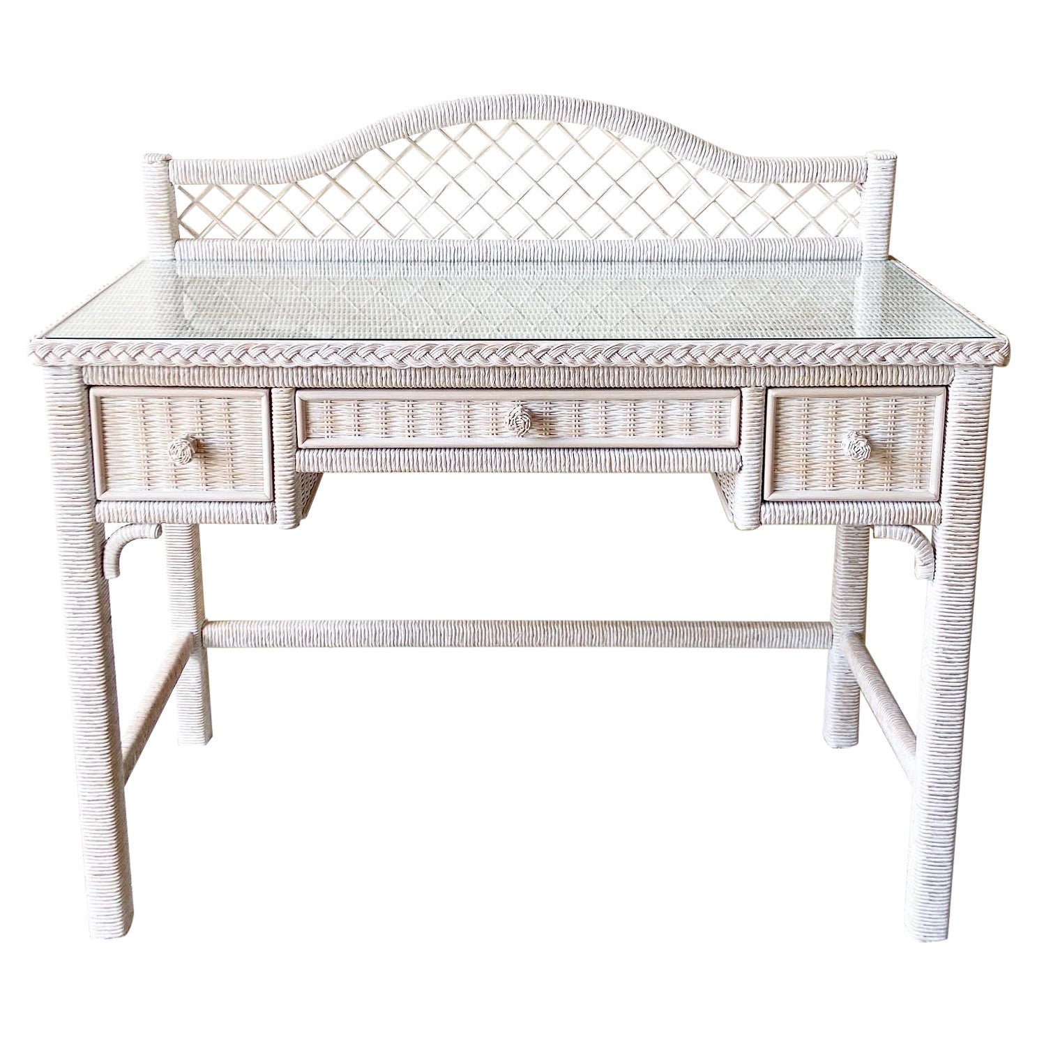 Antique Deco Wicker Desk at 1stDibs