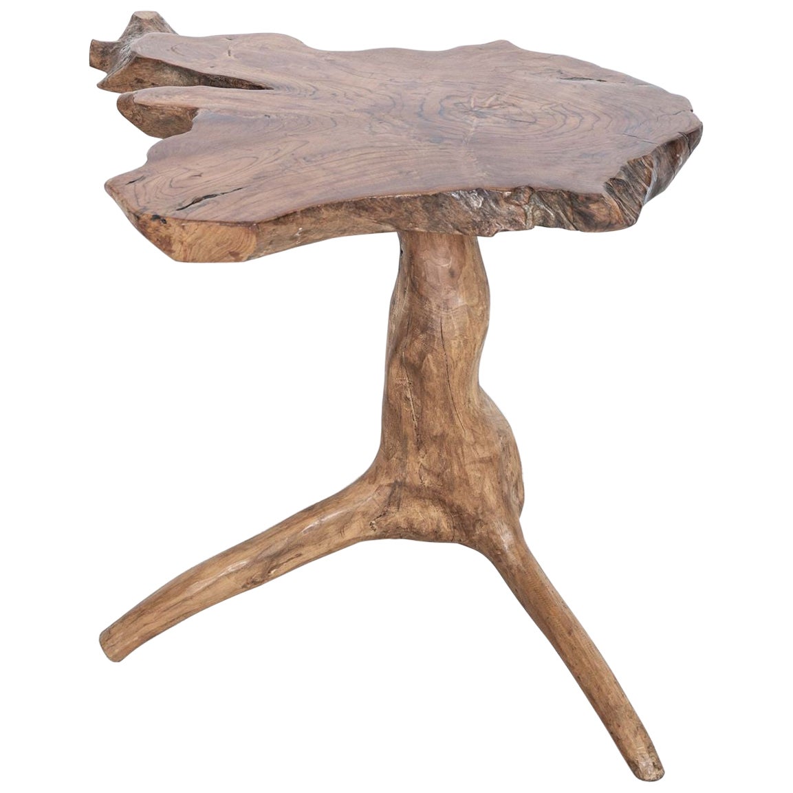 English Yew Root Wood Side Table at 1stDibs