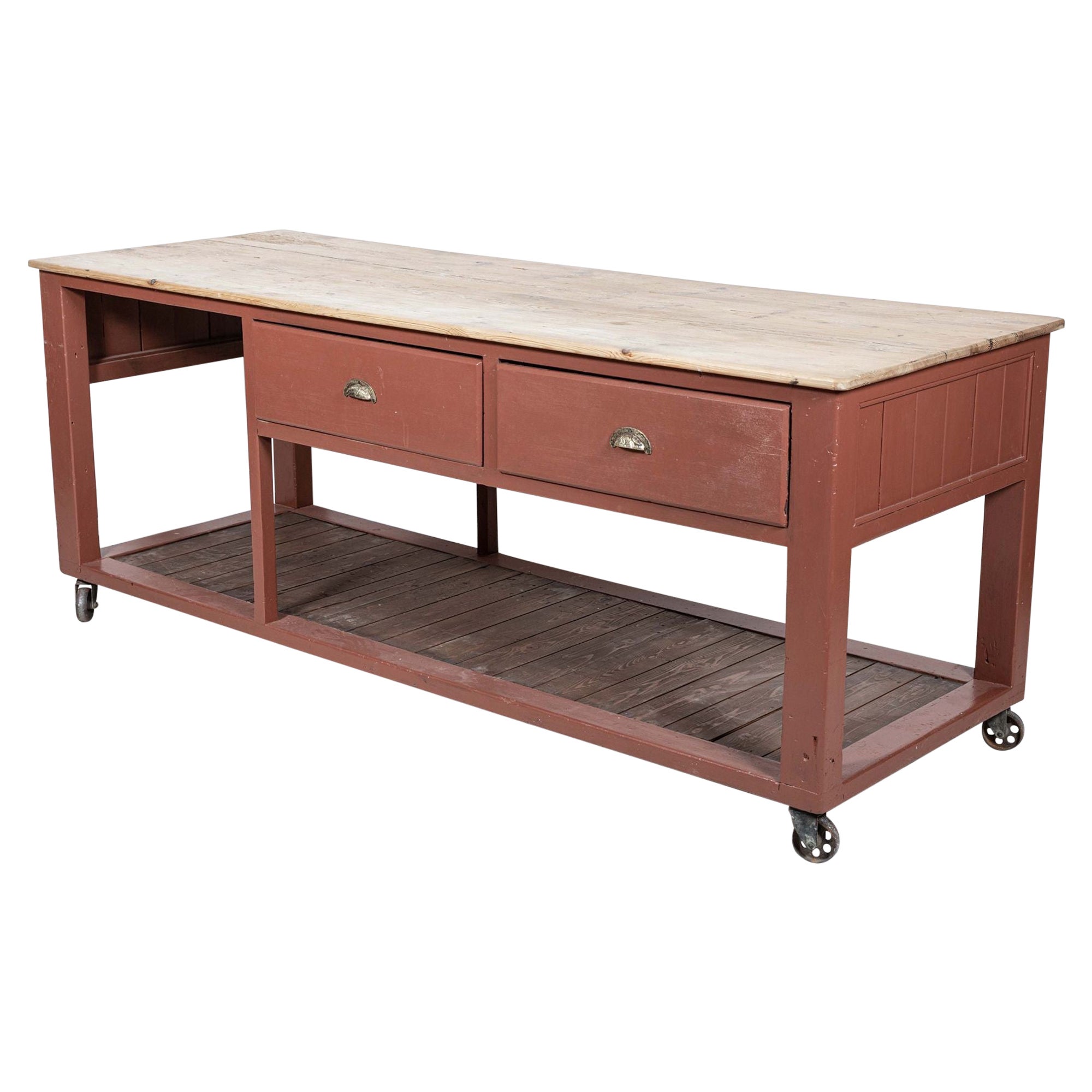Custom Cypress Wood Kitchen Island Work Table at 1stDibs