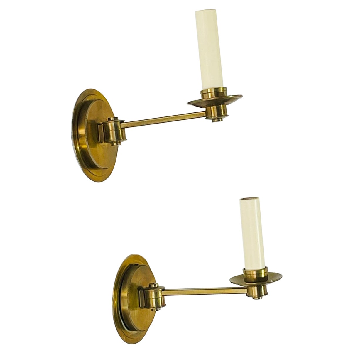 Pair of Cromer Swing Arm Brass Sconces by Vaughan Designs For Sale at