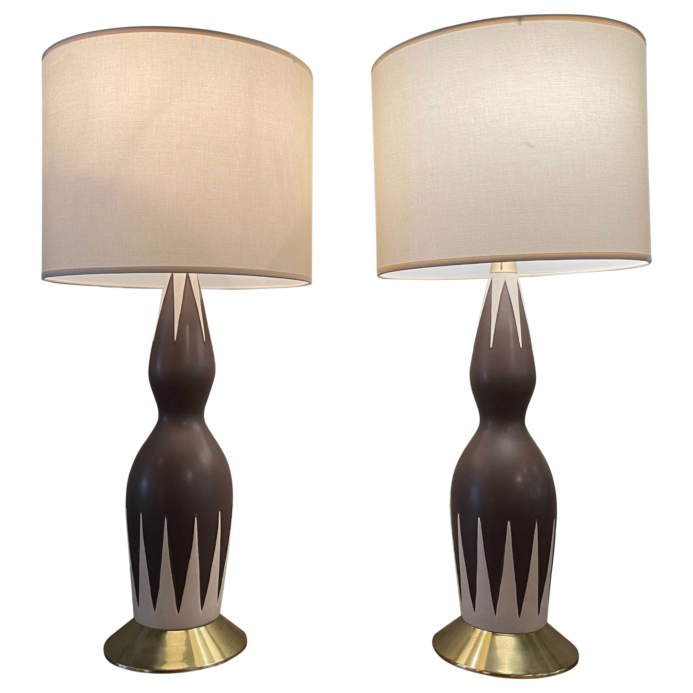 Mid Century Modern Large Tubular Table Lamp in the Style of Gerald