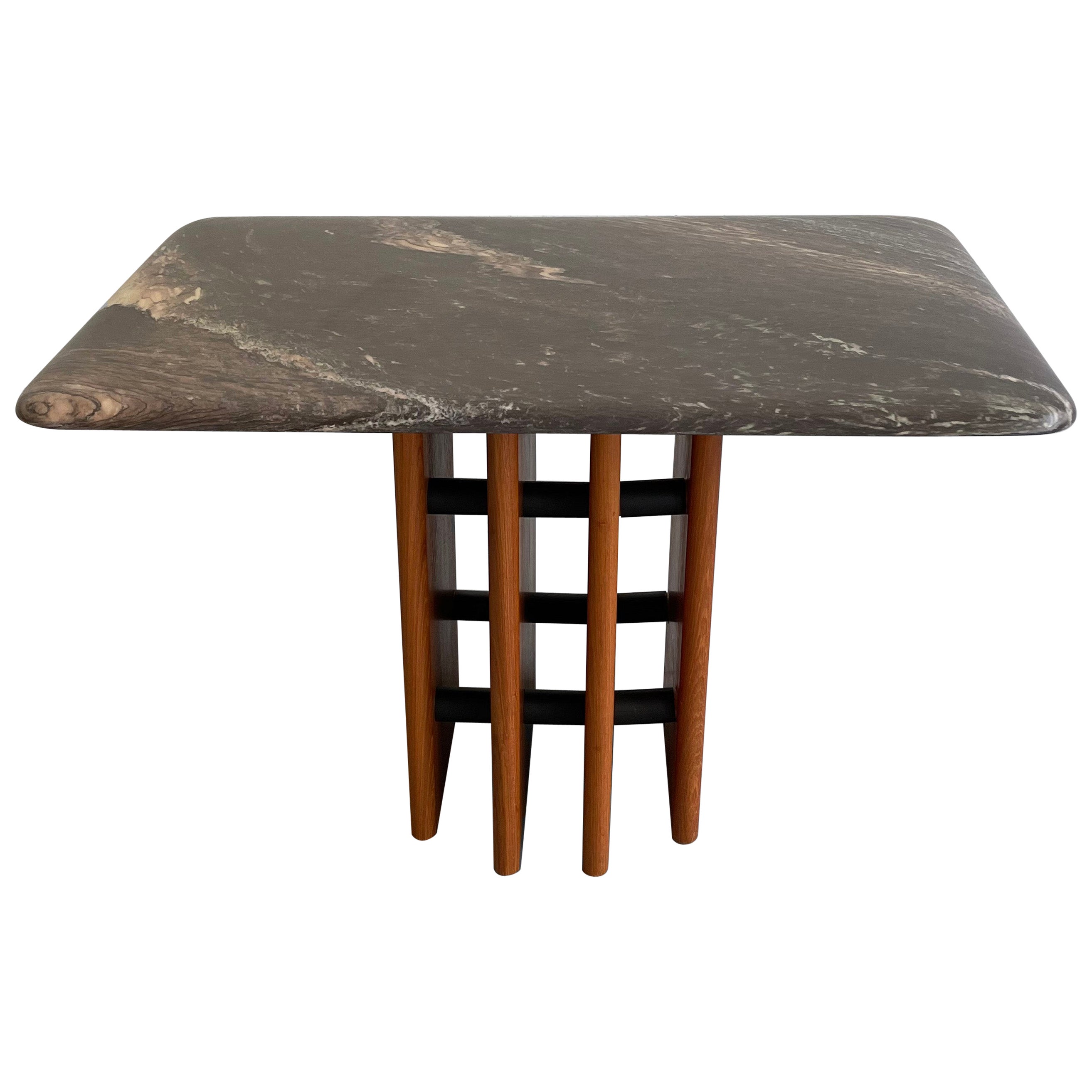 Danish Modern Teak and Leather Side Table For Sale at 1stDibs