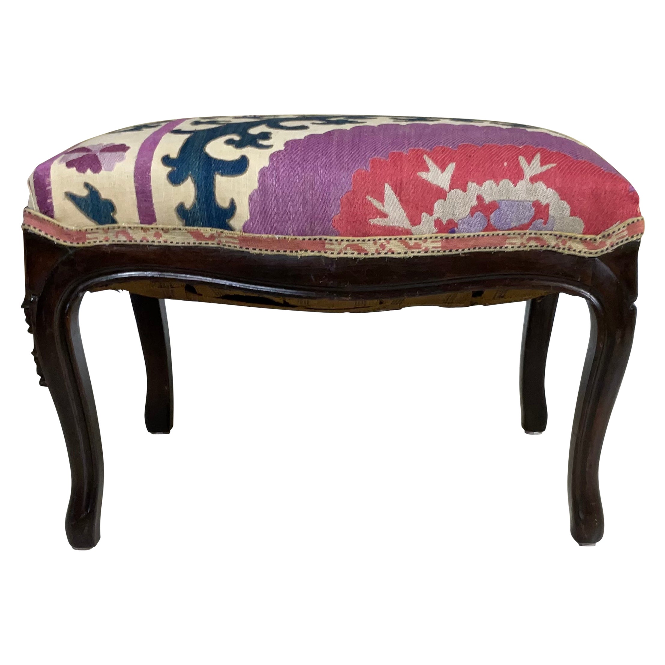 English Upholstered Foot Stool at 1stDibs