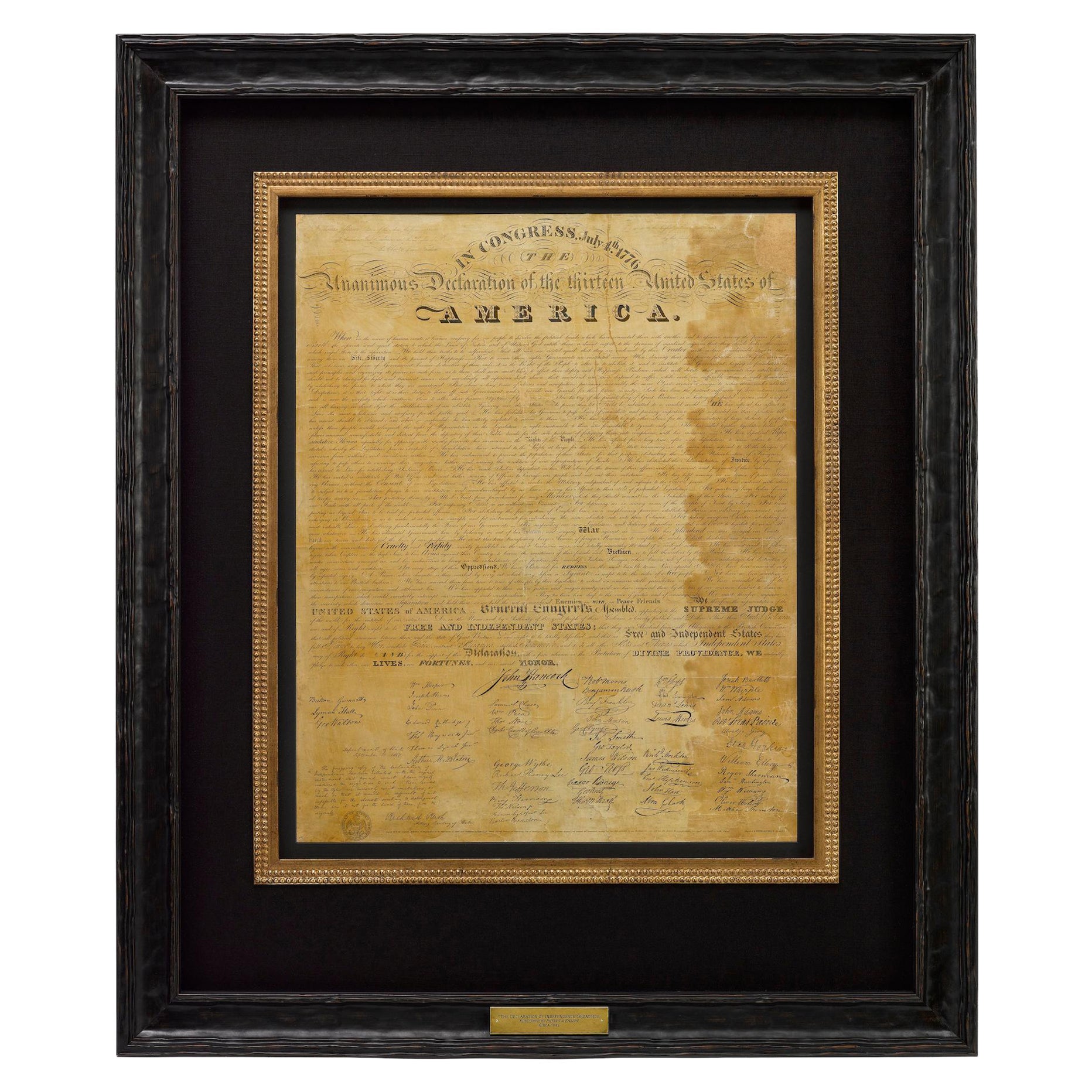 1818 Declaration of Independence Broadside Engraved by Benjamin Owen
