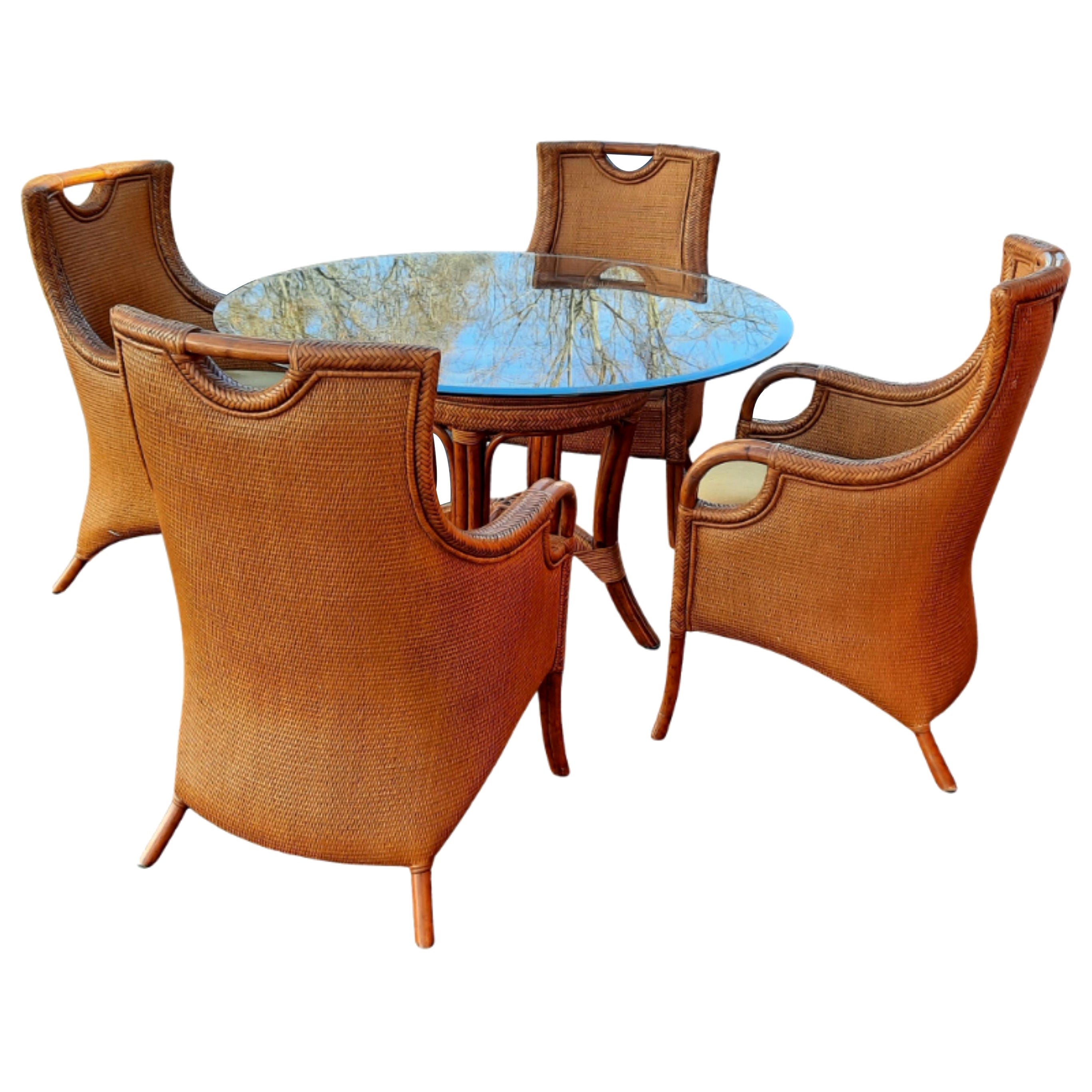 Artistica Home Vintage Rattan and Double Sided Woven Wicker Dining Room