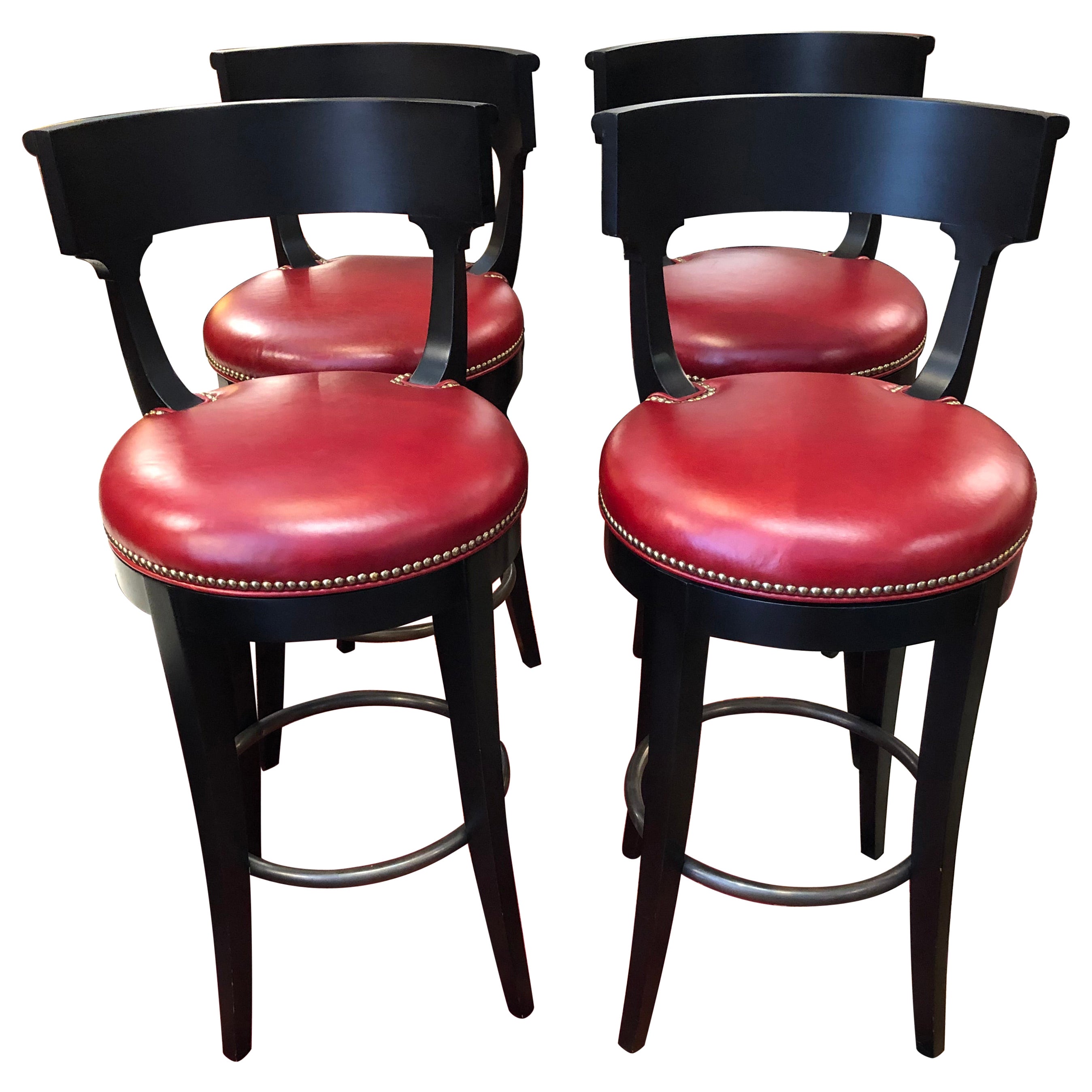 Set of 4 heavy metal custom bar stools at 1stDibs