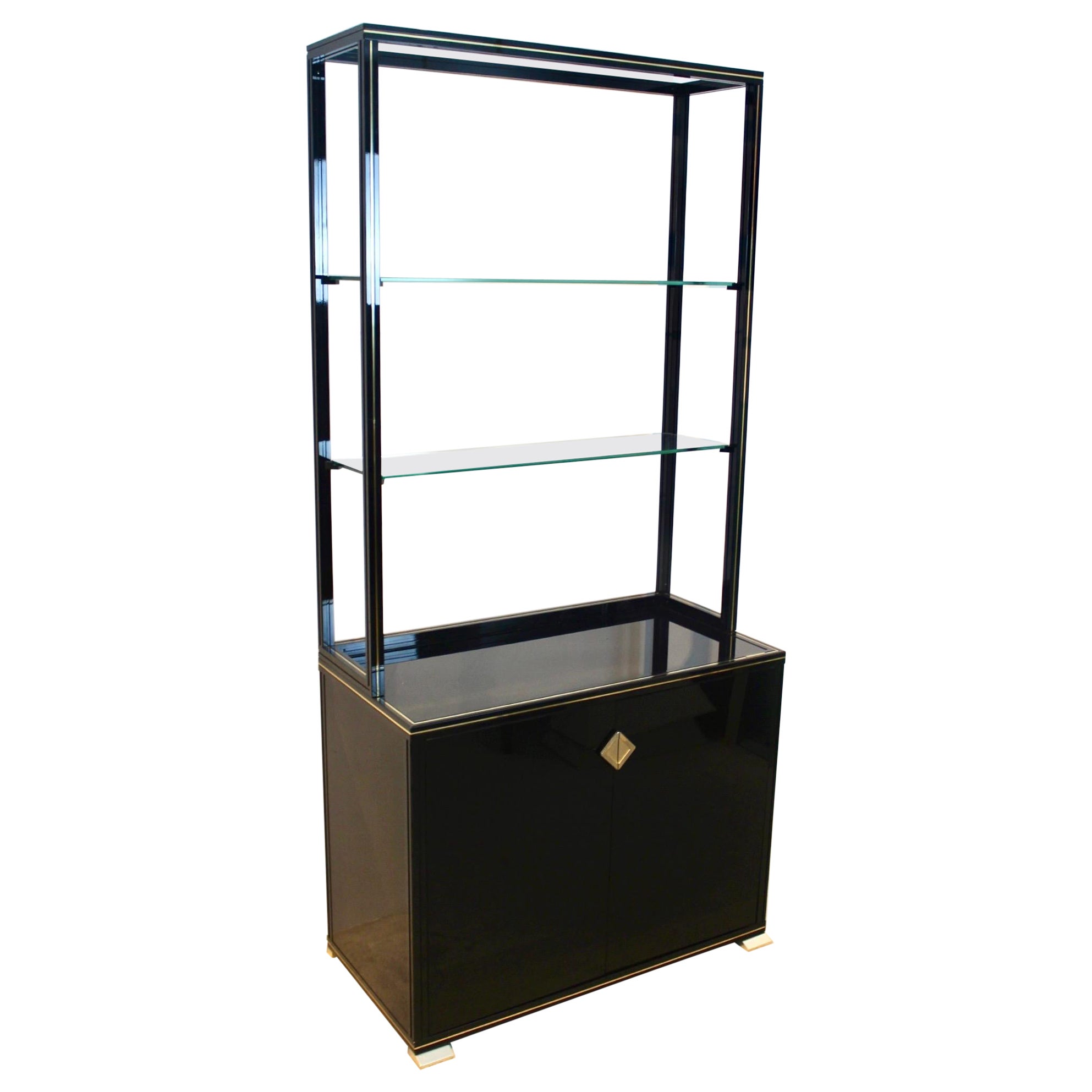 Charming Pierre Vandel Paris Black Lacquered with Shelving