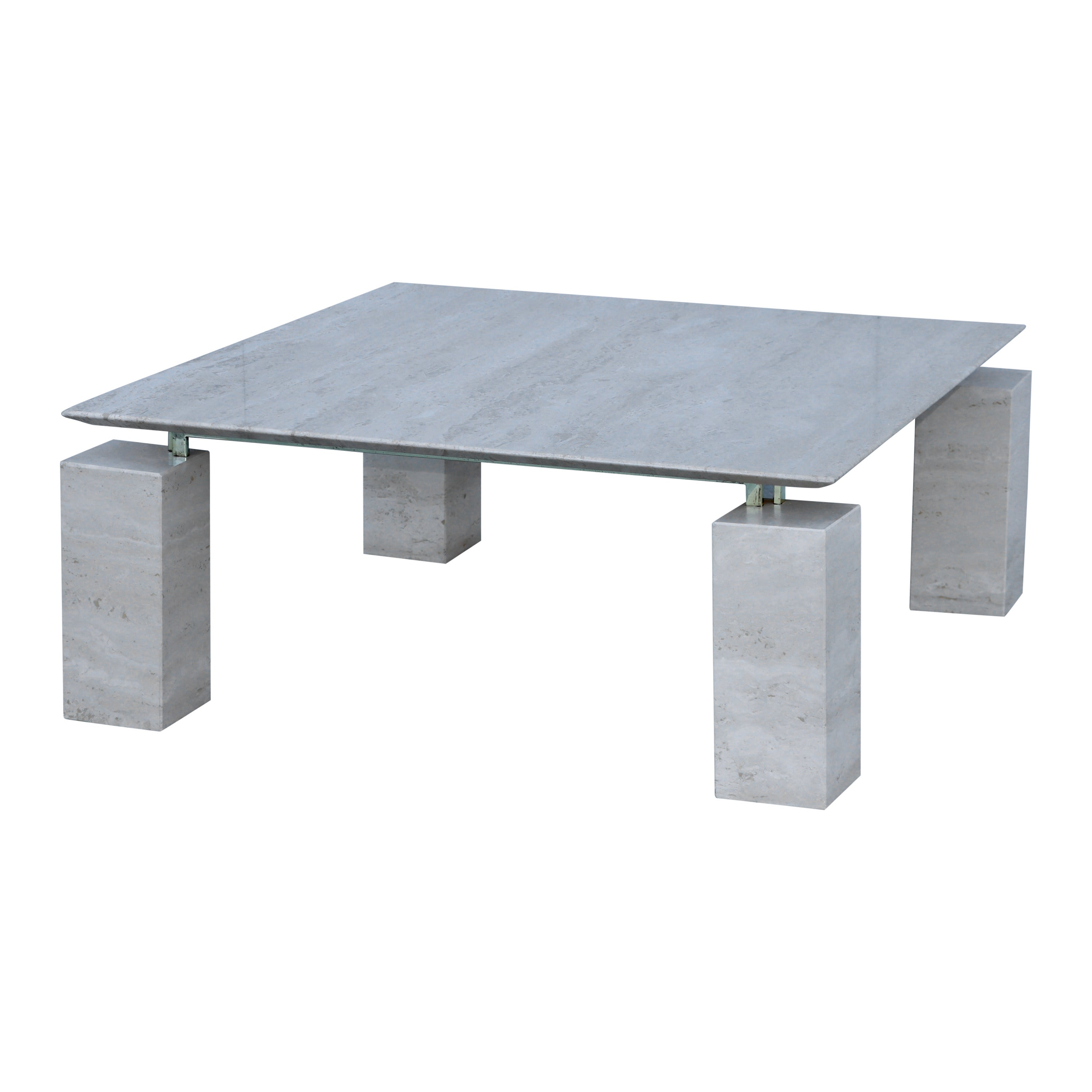 MidCentury Modern Minimalist Walnut and Italian Travertine Coffee