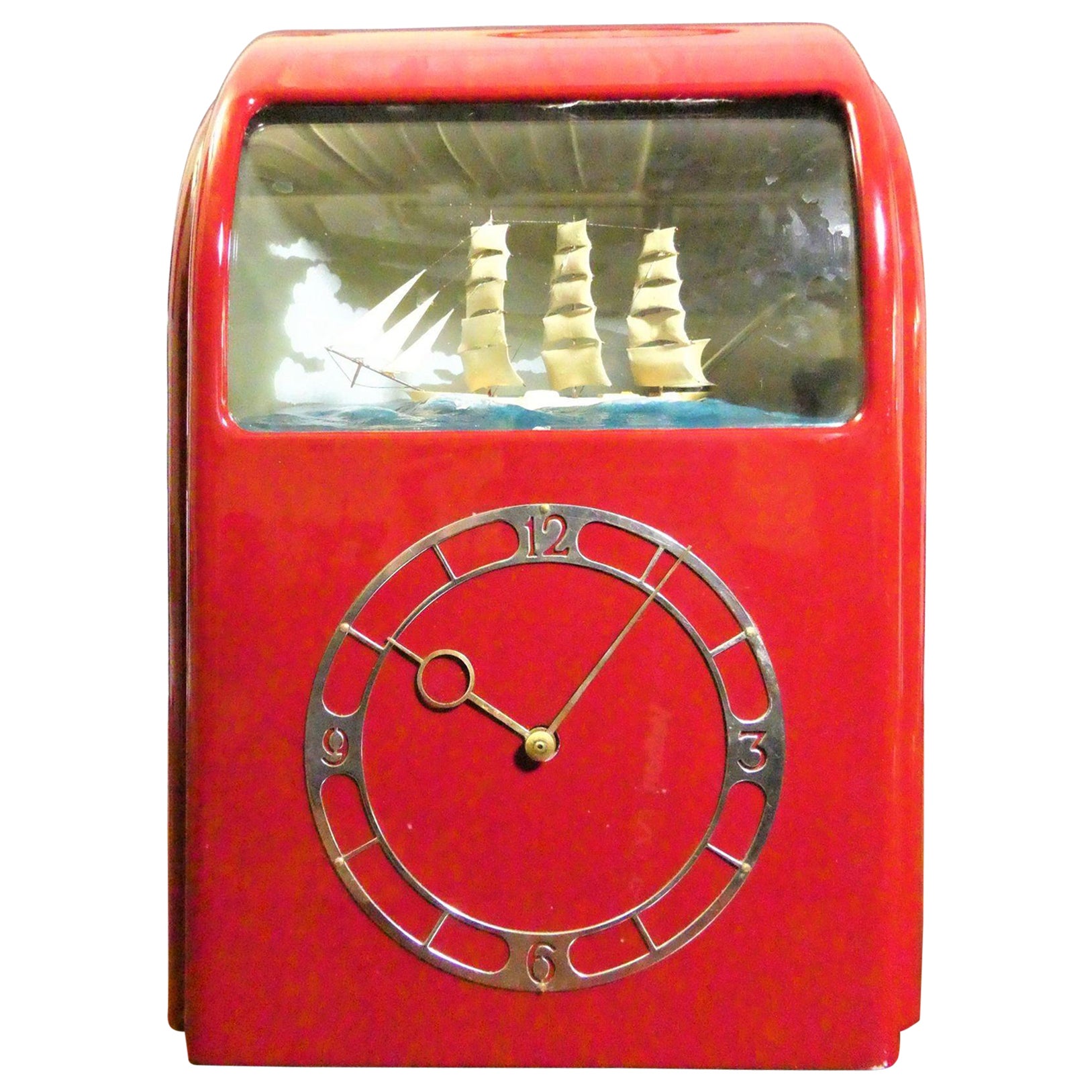 Art Deco Red Vitascope Electric Clock For Sale at 1stDibs