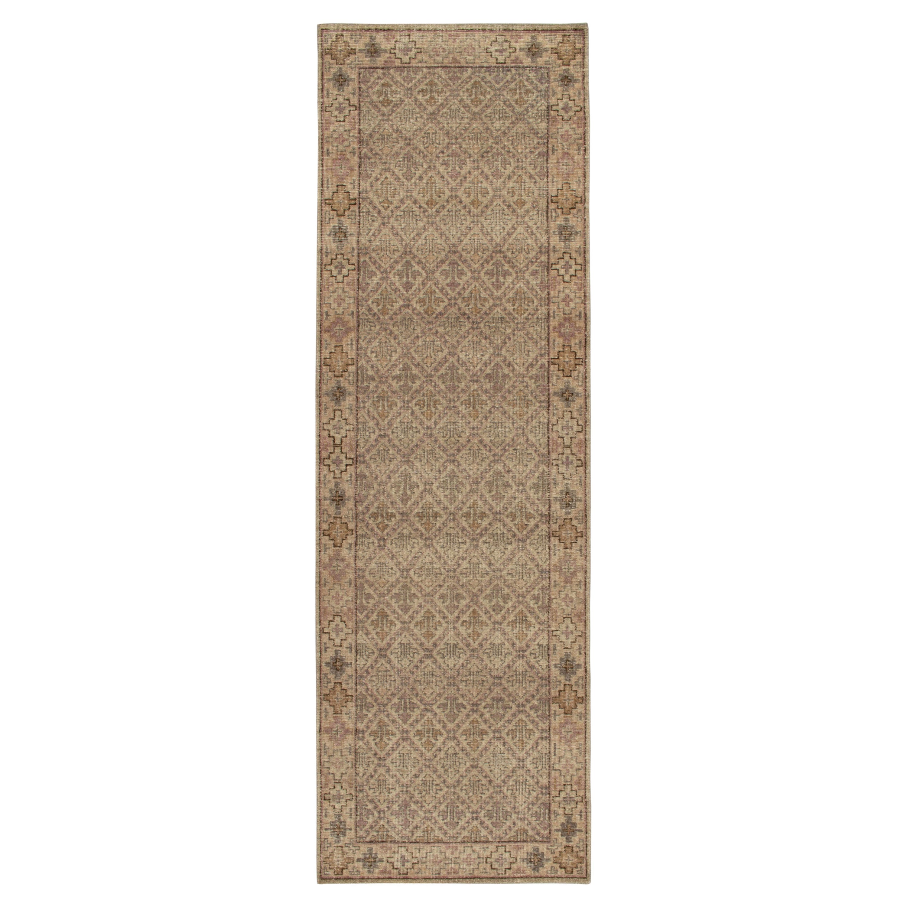 Rug and Kilim’s Distressed Style Rug in Beige and Brown Tribal Patterns For Sale at 1stDibs