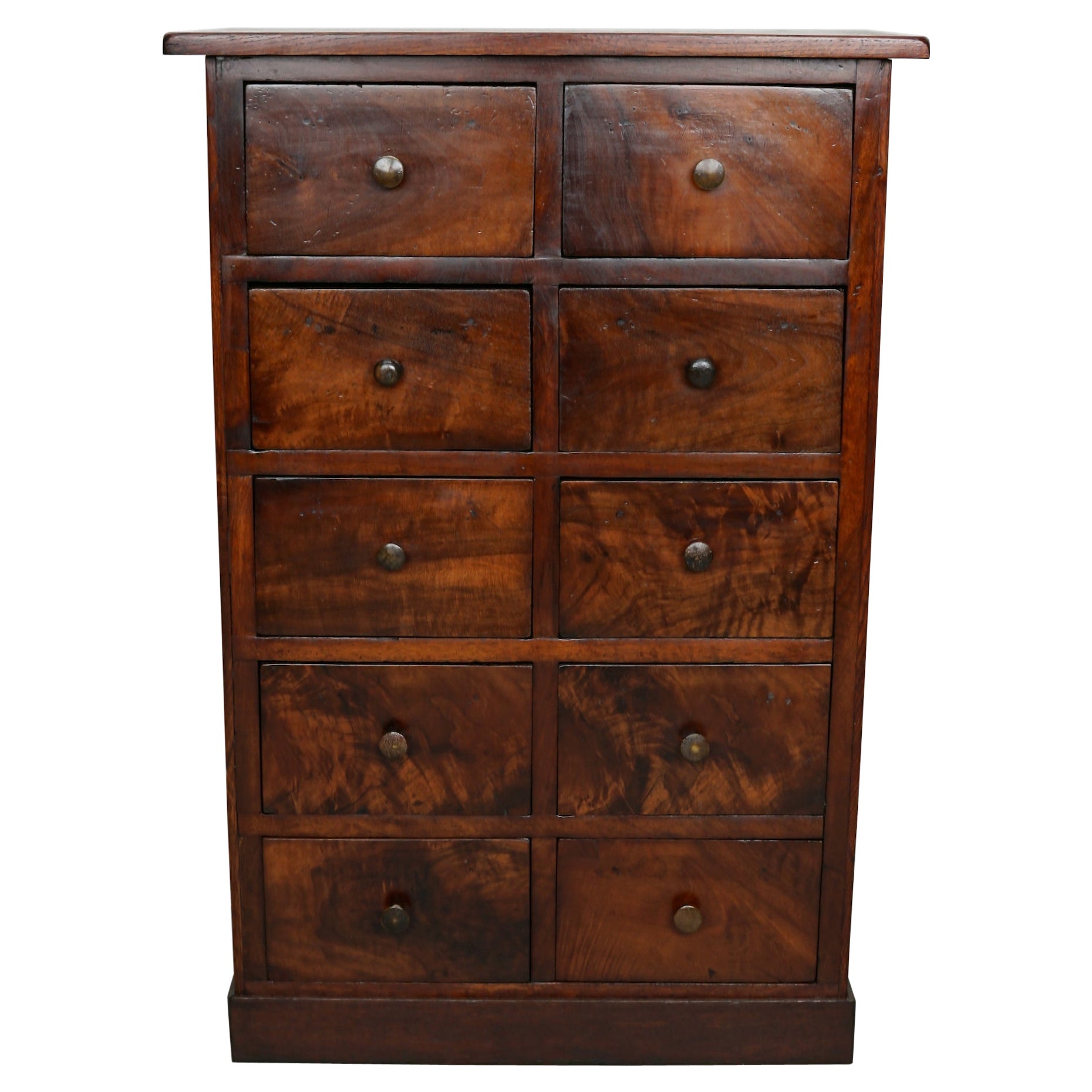 19th Century Mahogany Apothecary Medicine w/ 10 Drawers and