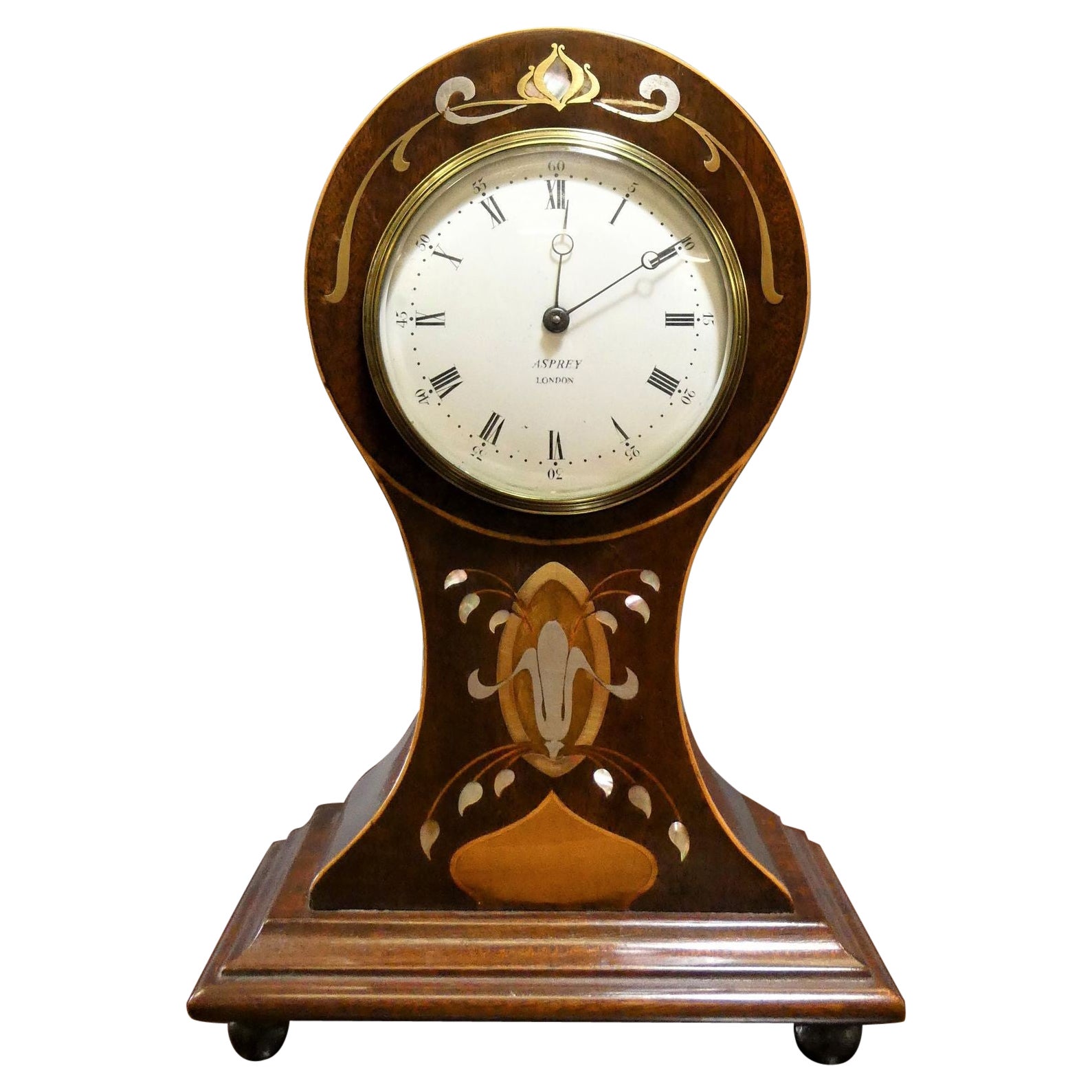 French Mahogany Cased Balloon Mantel Clock by William Barfoot, London