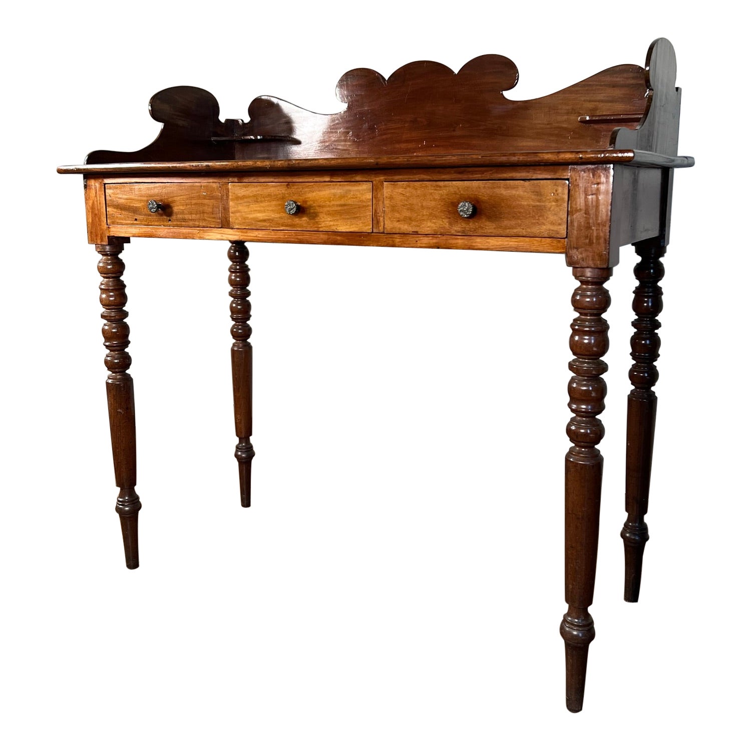 Galleried Mahogany Console Table For Sale at 1stDibs