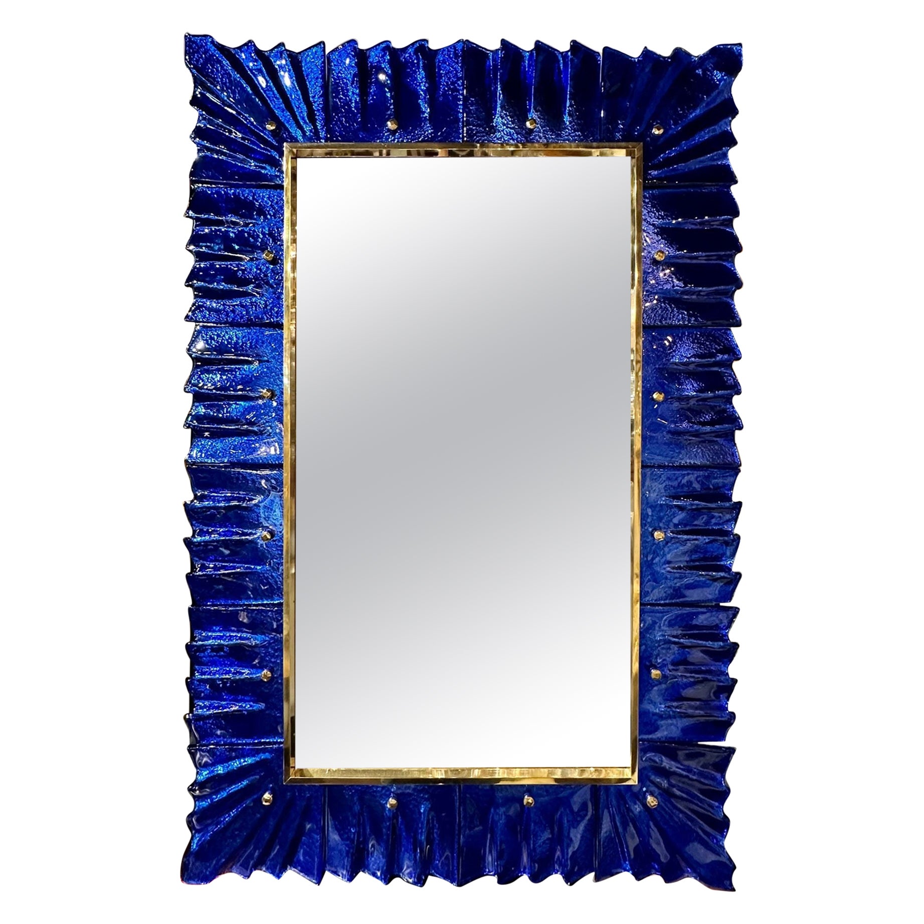 Modern Blue Murano Glass Fold Mirror For Sale at 1stDibs